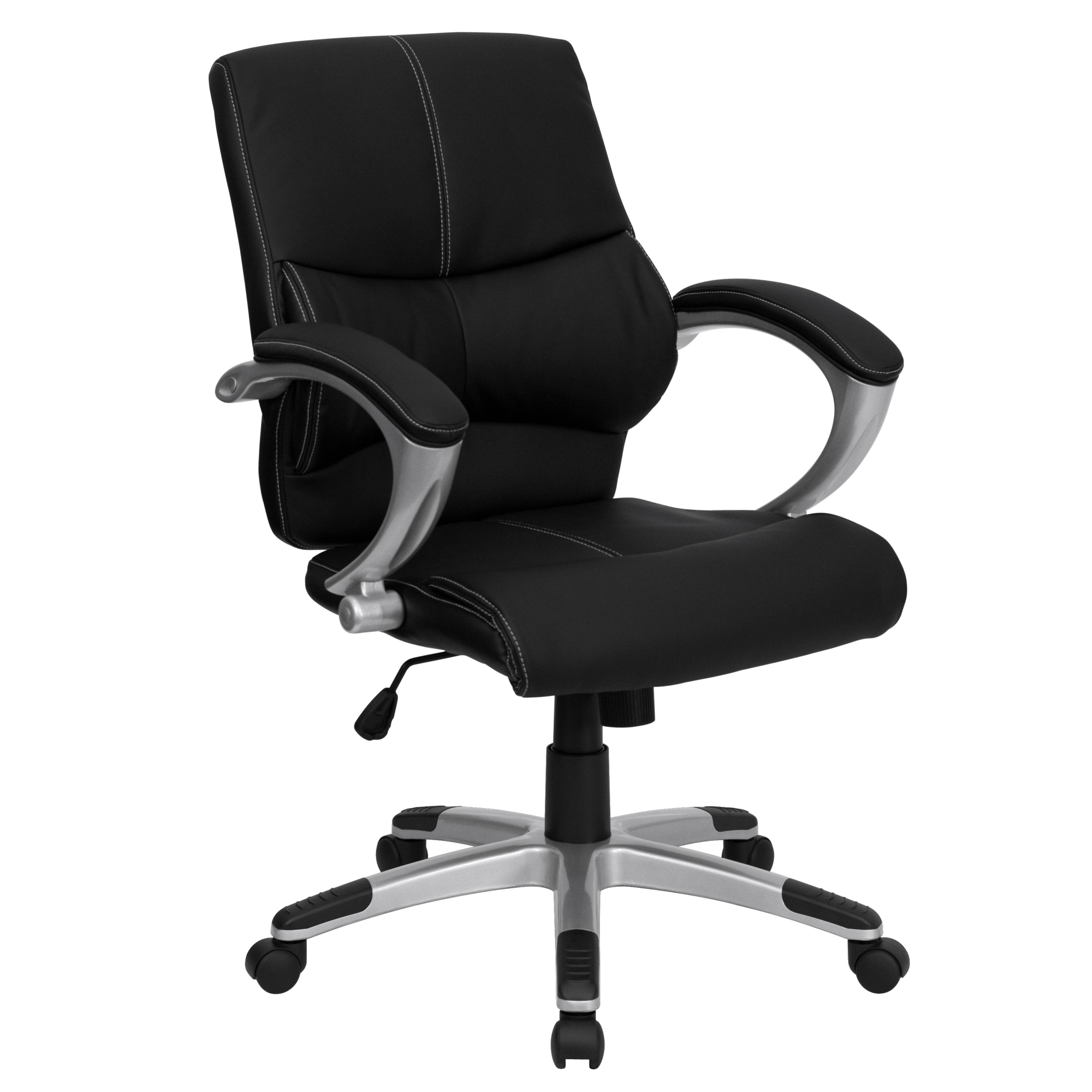 Flash Furniture, Mid-Back Black LeatherSoft Swivel Manager's Chair, Primary Color Black, Included (qty.) 1, Model H9637L2MID