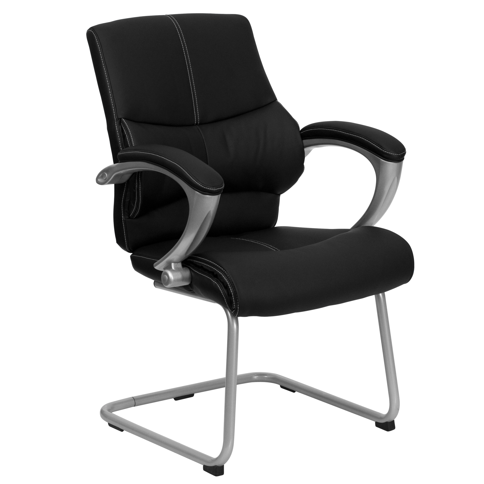 Flash Furniture, Black LeatherSoft Side Reception Chair - Sled Base, Primary Color Black, Included (qty.) 1, Model H9637L3SIDE