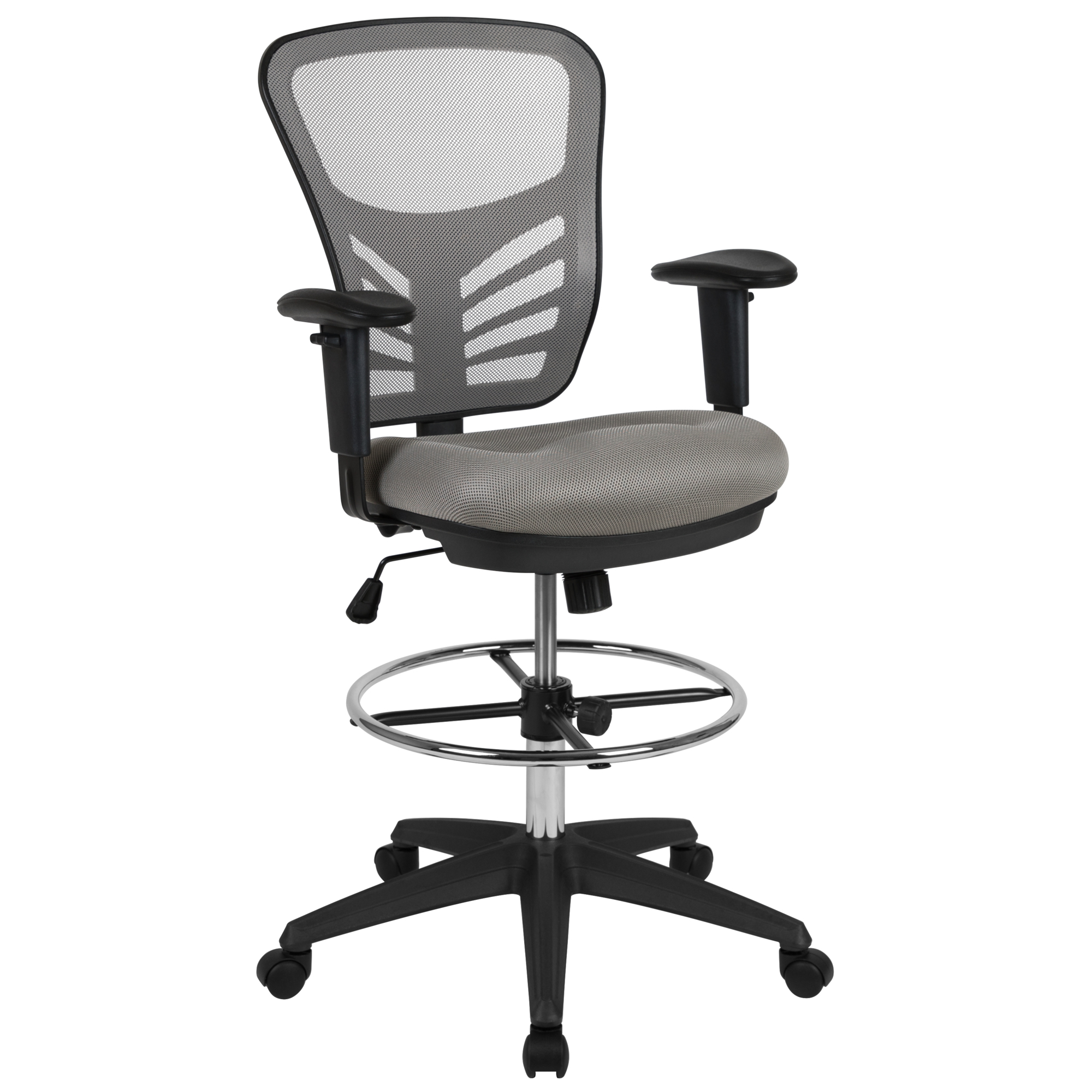 Flash Furniture, Mid-Back Gray Mesh/Black Frame Drafting Chair, Primary Color Gray, Included (qty.) 1, Model HL00011CBKLTGY