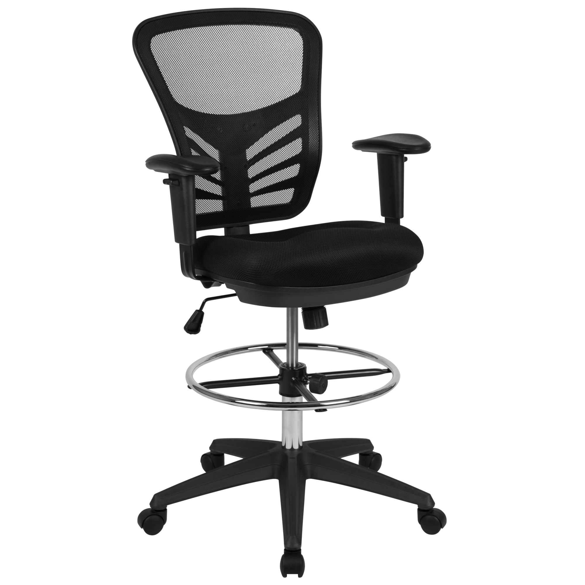 Flash Furniture, Mid-Back Black Mesh/Black Frame Drafting Chair, Primary Color Black, Included (qty.) 1, Model HL00011CBLACK