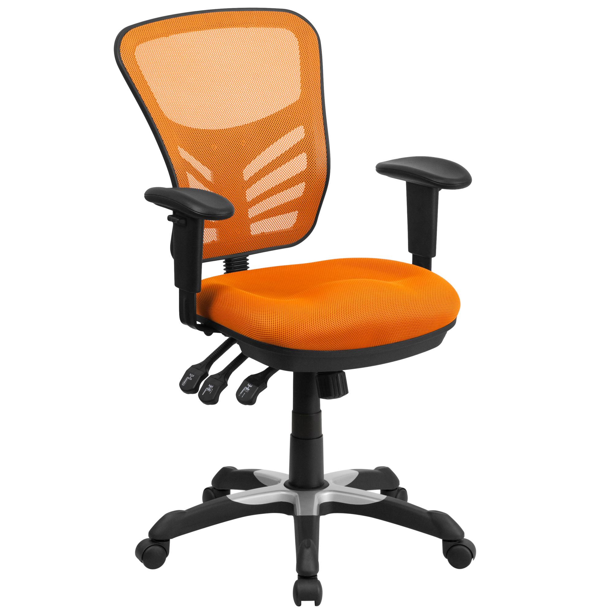 Flash Furniture, Mid-Back Orange Mesh Multifunction Office Chair, Primary Color Orange, Included (qty.) 1, Model HL0001OR