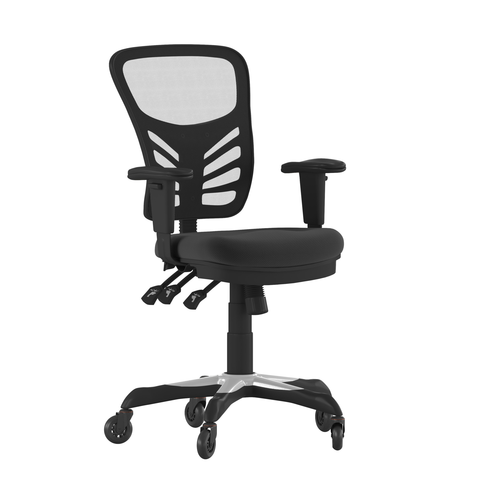 Flash Furniture, Black Mesh Multifunction Chair - Roller Wheels, Primary Color Black, Included (qty.) 2, Model HL0001RLB