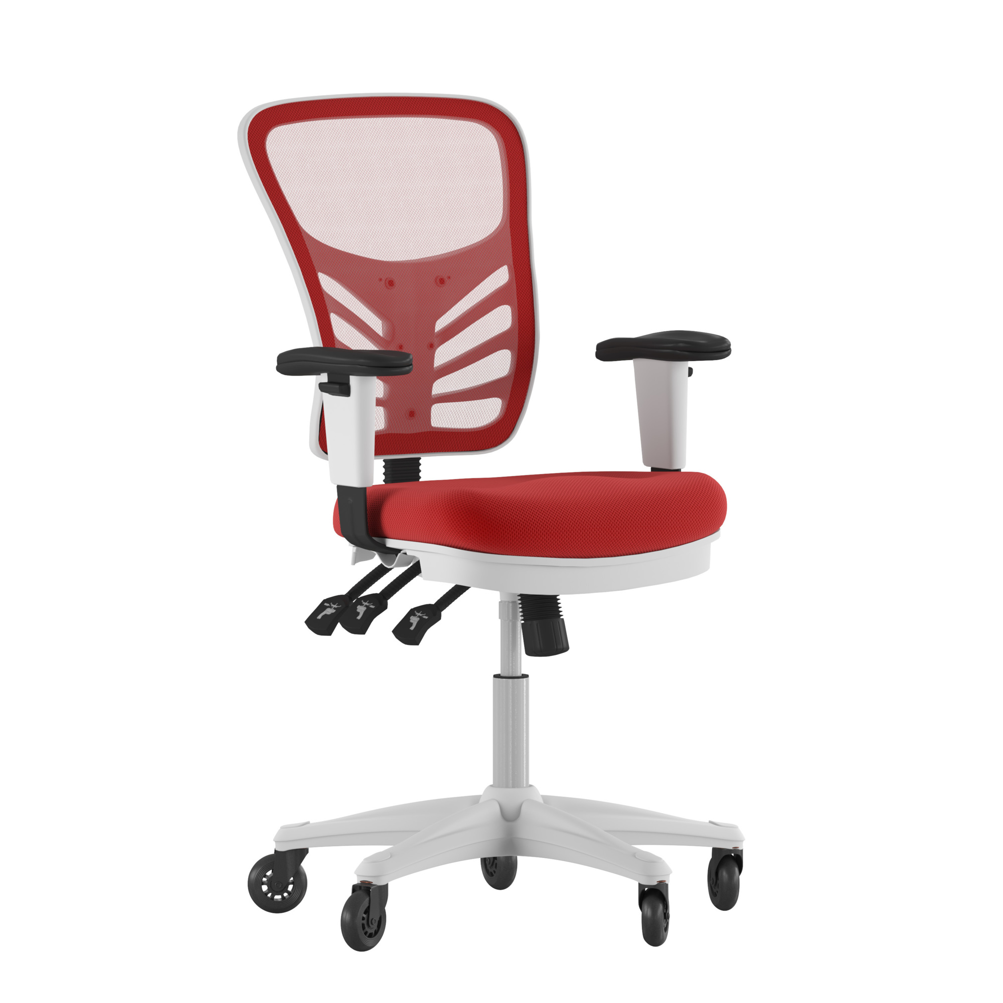 Flash Furniture, Red Mesh Multifunction Chair - Roller Wheels, Primary Color Red, Included (qty.) 2, Model HL0001WHREDRLB