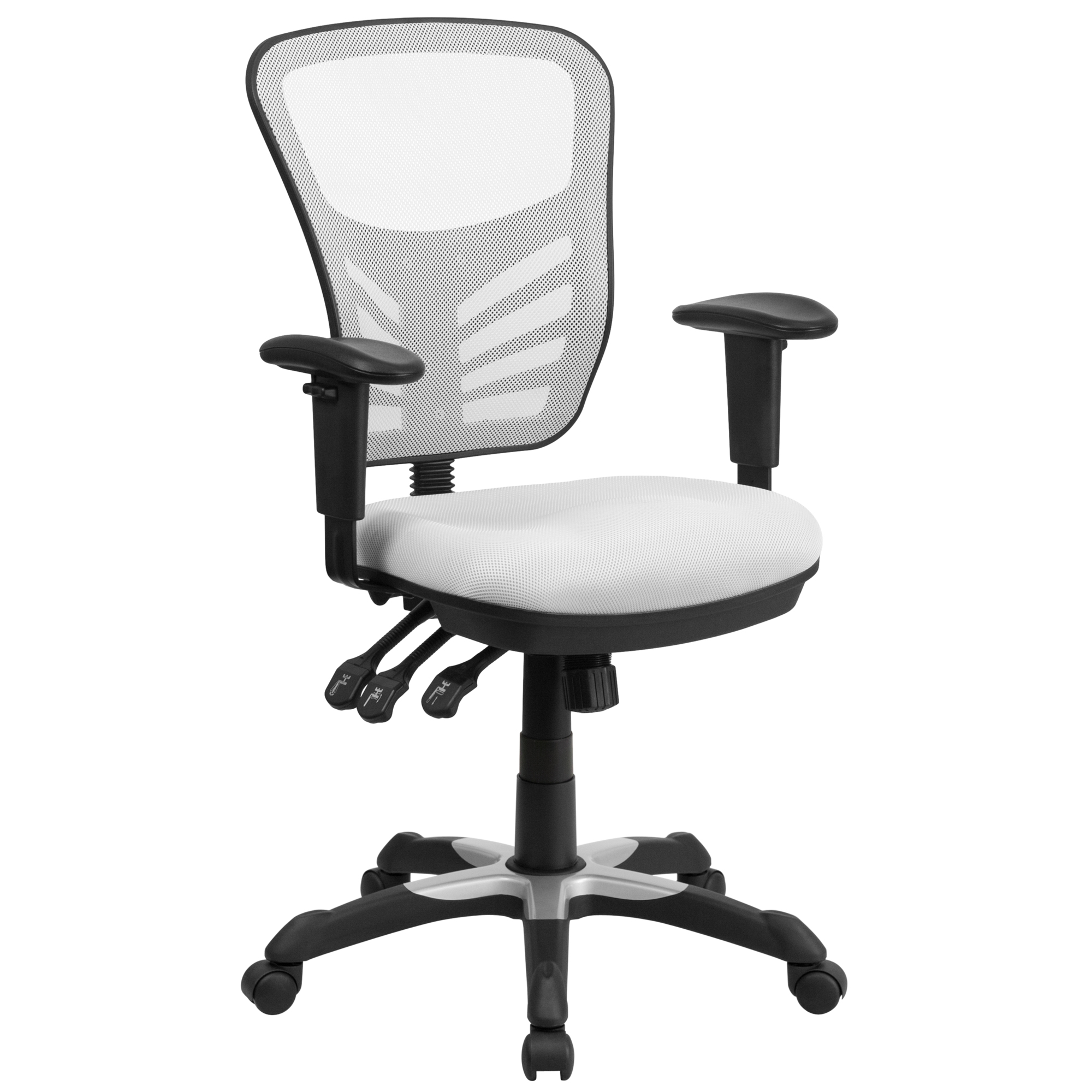 Flash Furniture, Mid-Back White Mesh Multifunction Office Chair, Primary Color White, Included (qty.) 1, Model HL0001WH