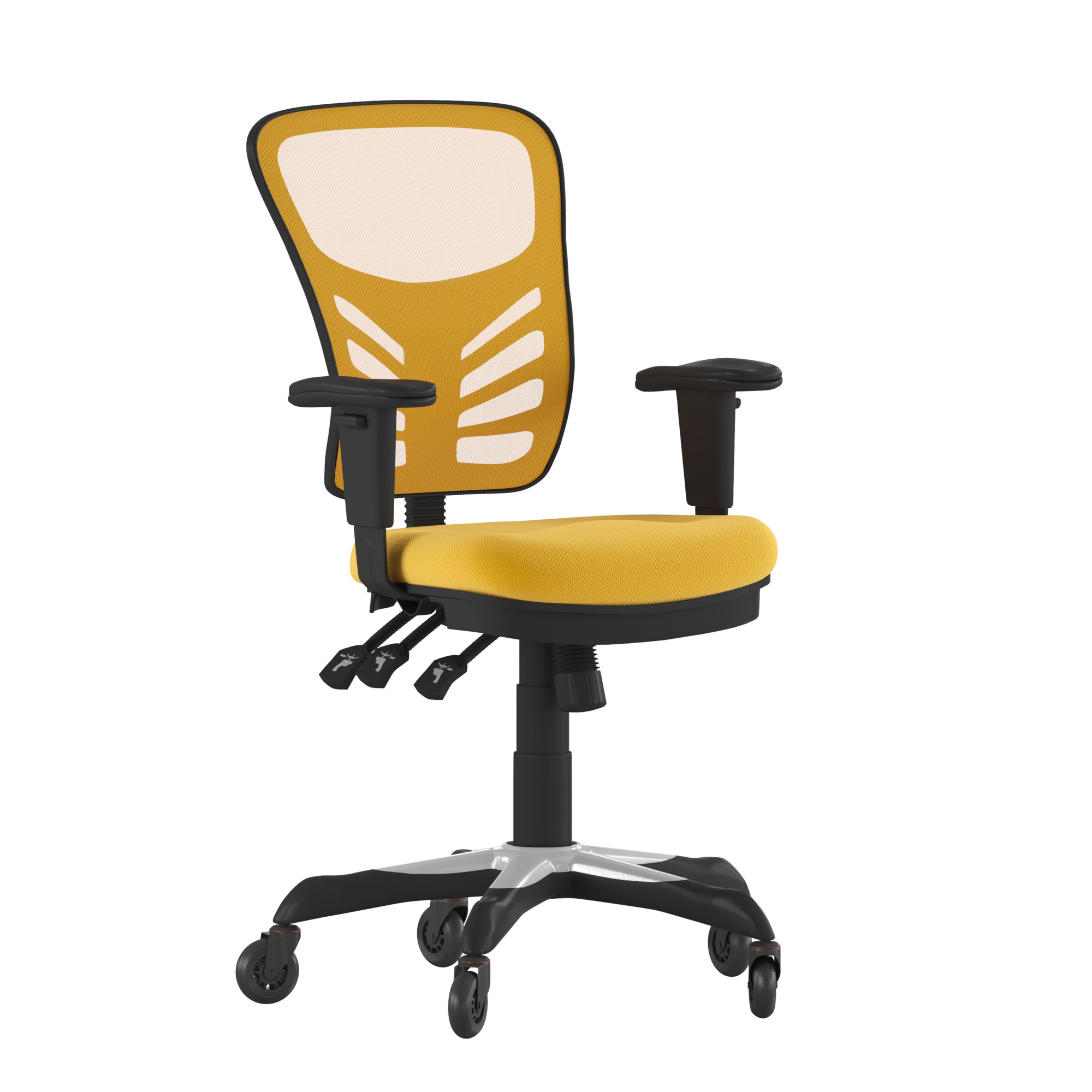 Flash Furniture, Yellow Mesh Multifunction Chair - Roller Wheels, Primary Color Yellow, Included (qty.) 2, Model HL0001YELRLB