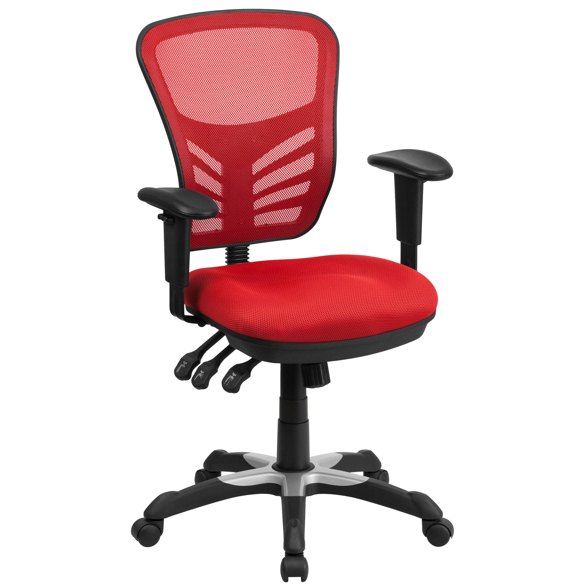 Mid-Back Red Mesh Multifunction Office Chair, Primary Color Red, Included (qty.) 1, Model - Flash Furniture HL0001RED