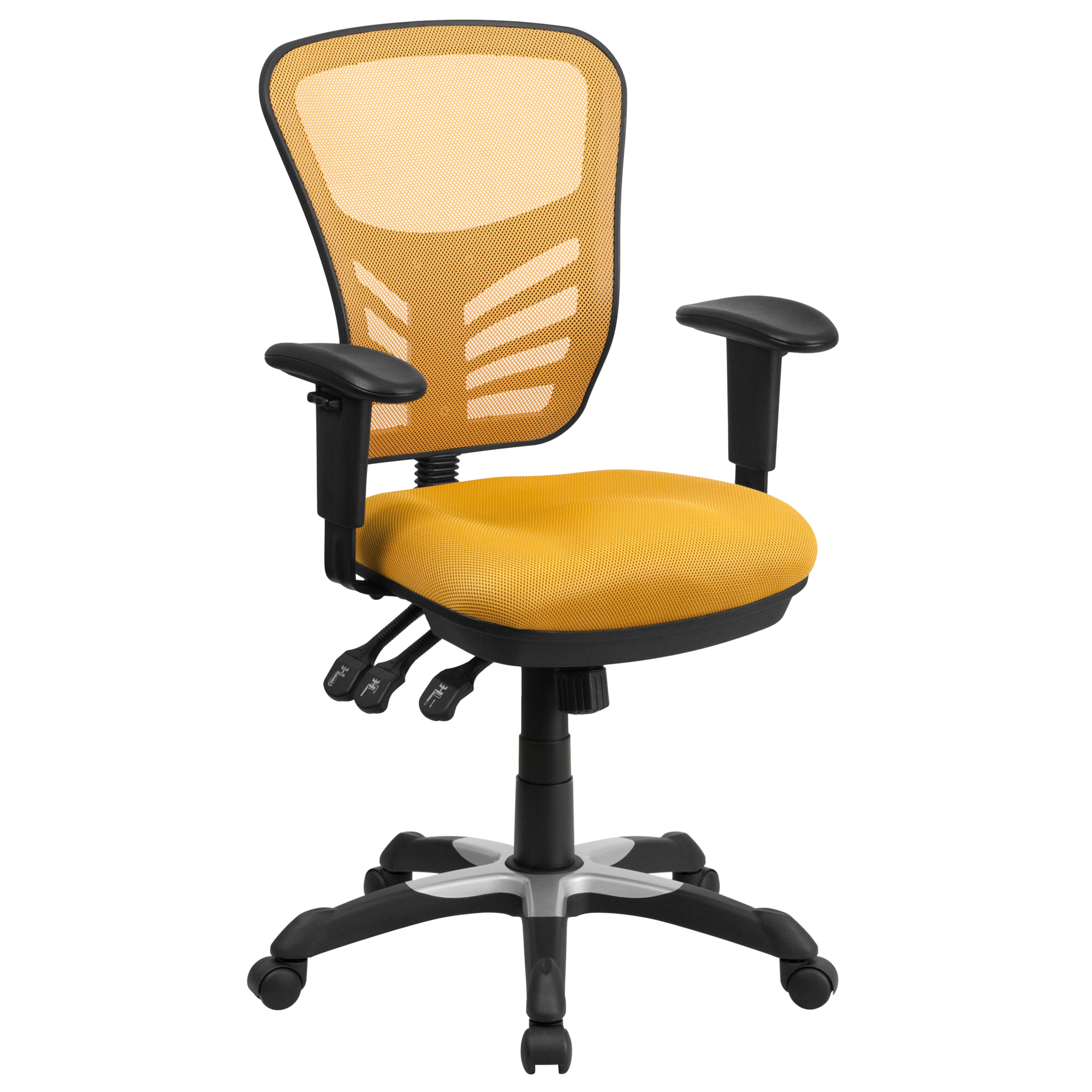 Flash Furniture, Mid-Back Yellow-Orange Mesh Multifunction Chair, Primary Color Yellow, Included (qty.) 1, Model HL0001YEL