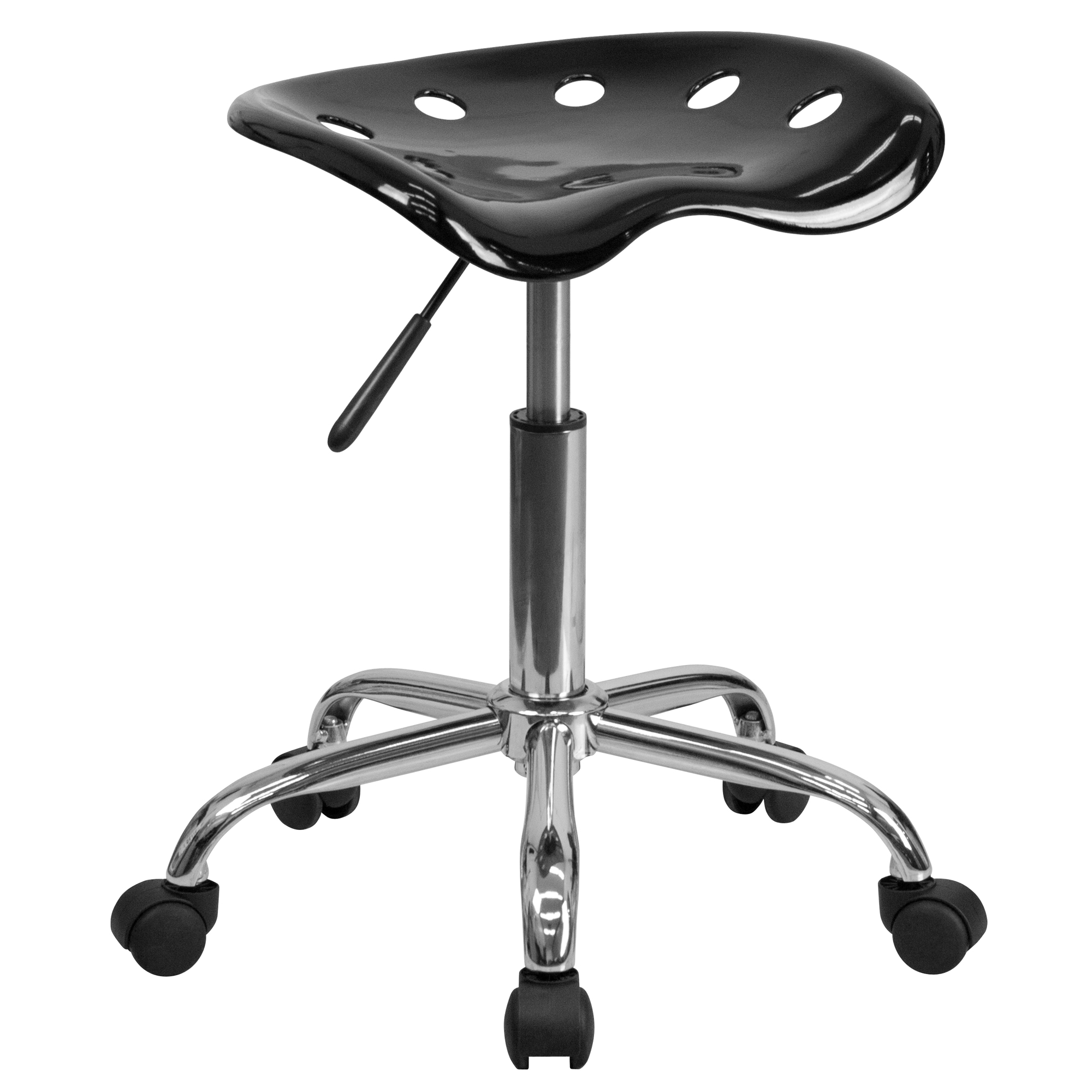 Vibrant Black Tractor Seat and Chrome Stool, Primary Color Black, Included (qty.) 1, Model - Flash Furniture LF214ABLACK