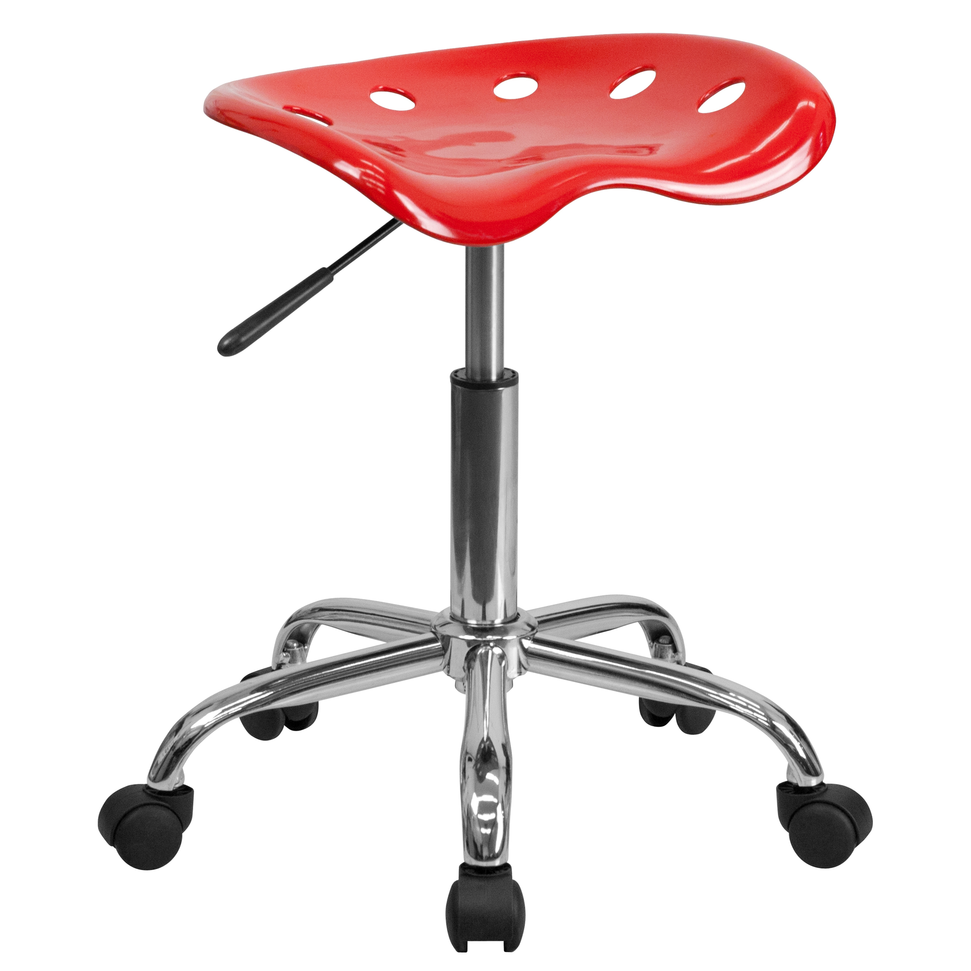 Vibrant Red Tractor Seat and Chrome Stool, Primary Color Red, Included (qty.) 1, Model - Flash Furniture LF214ARED
