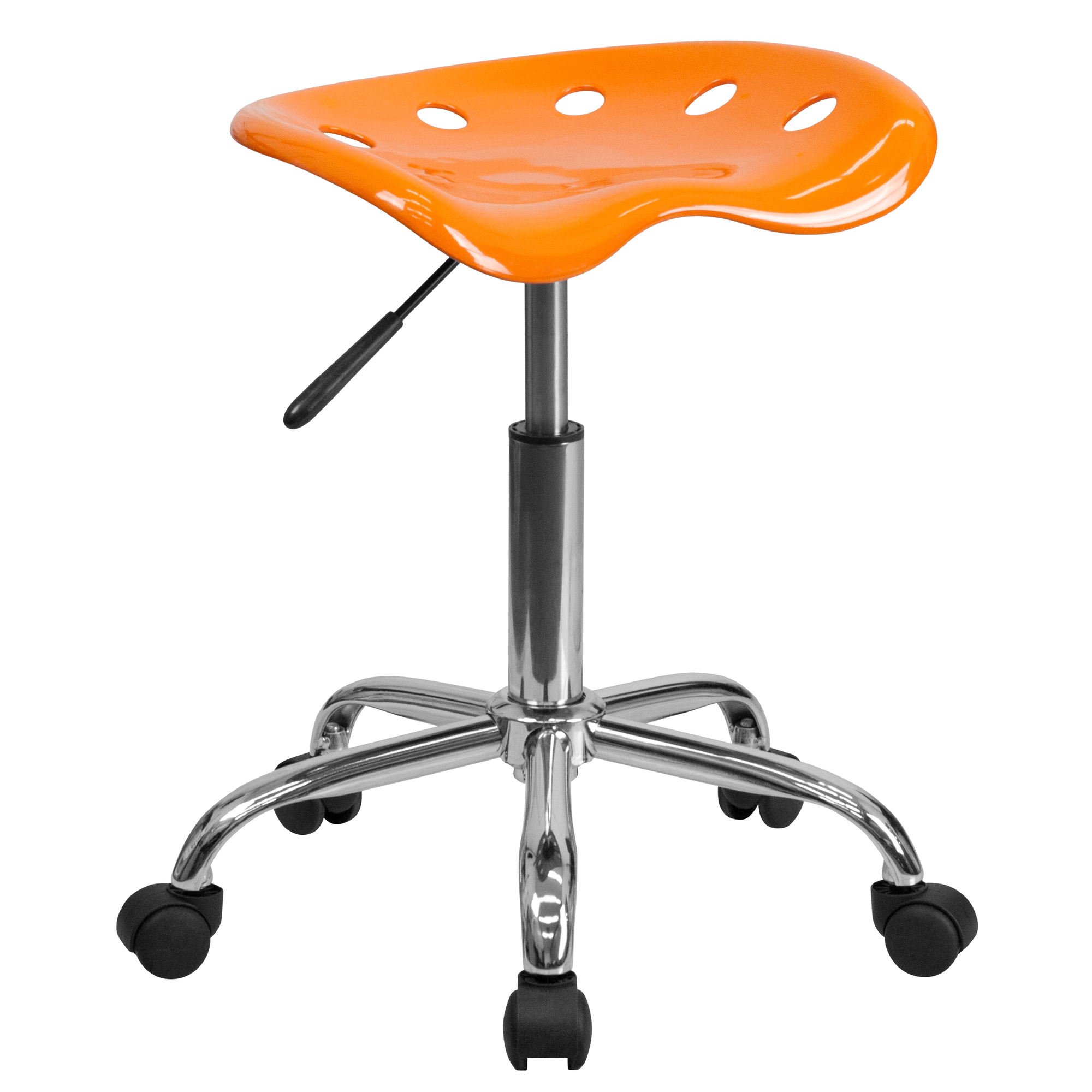 Vibrant Orange Tractor Seat and Chrome Stool, Primary Color Orange, Included (qty.) 1, Model - Flash Furniture LF214AORANYELL