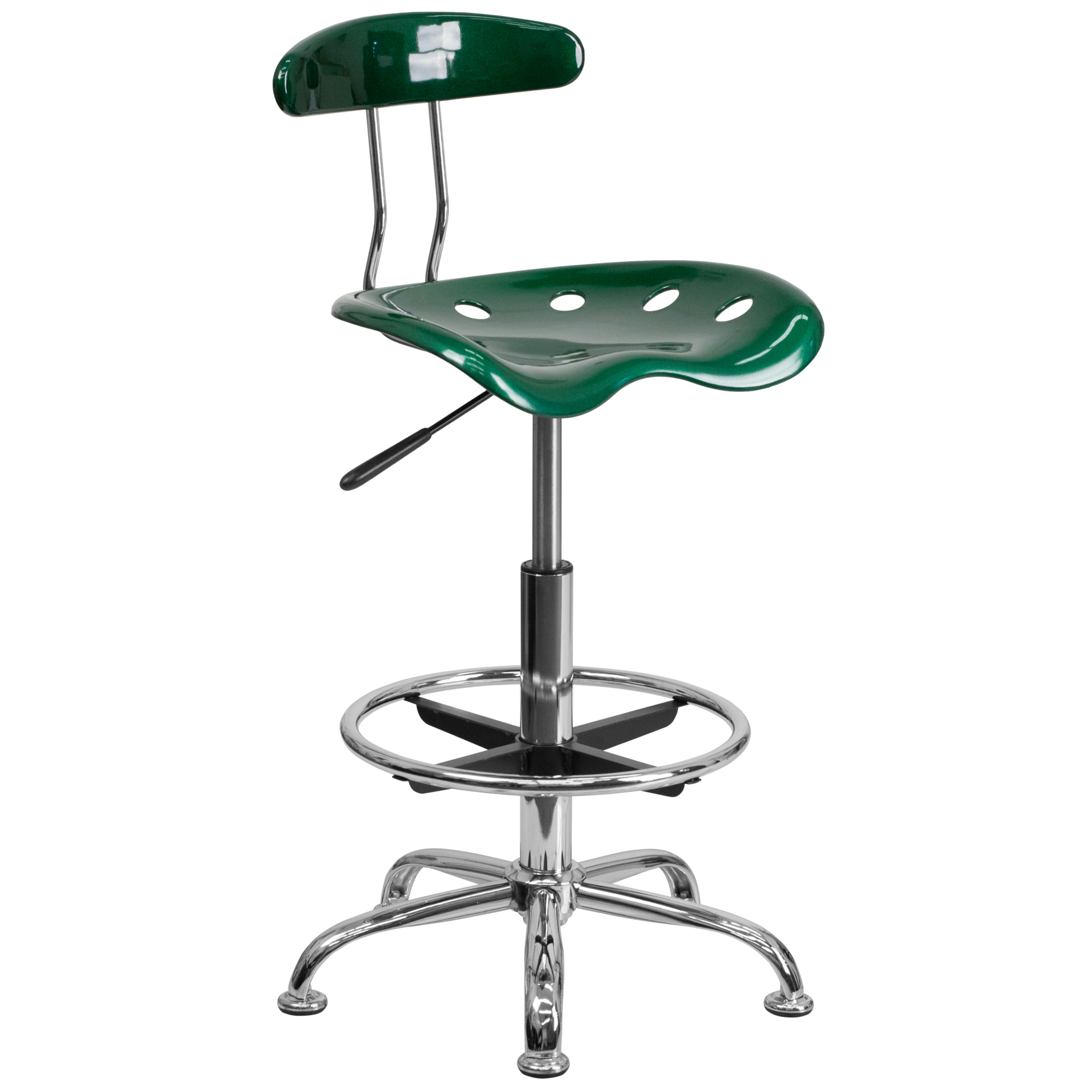 Flash Furniture, Vibrant Green and Chrome Drafting Stool, Primary Color Green, Included (qty.) 1, Model LF215GN