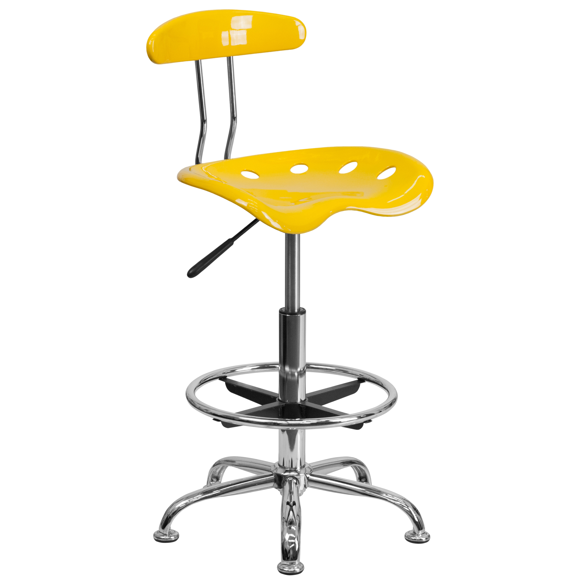 Flash Furniture, Vibrant Yellow and Chrome Drafting Stool, Primary Color Yellow, Included (qty.) 1, Model LF215YELLOW