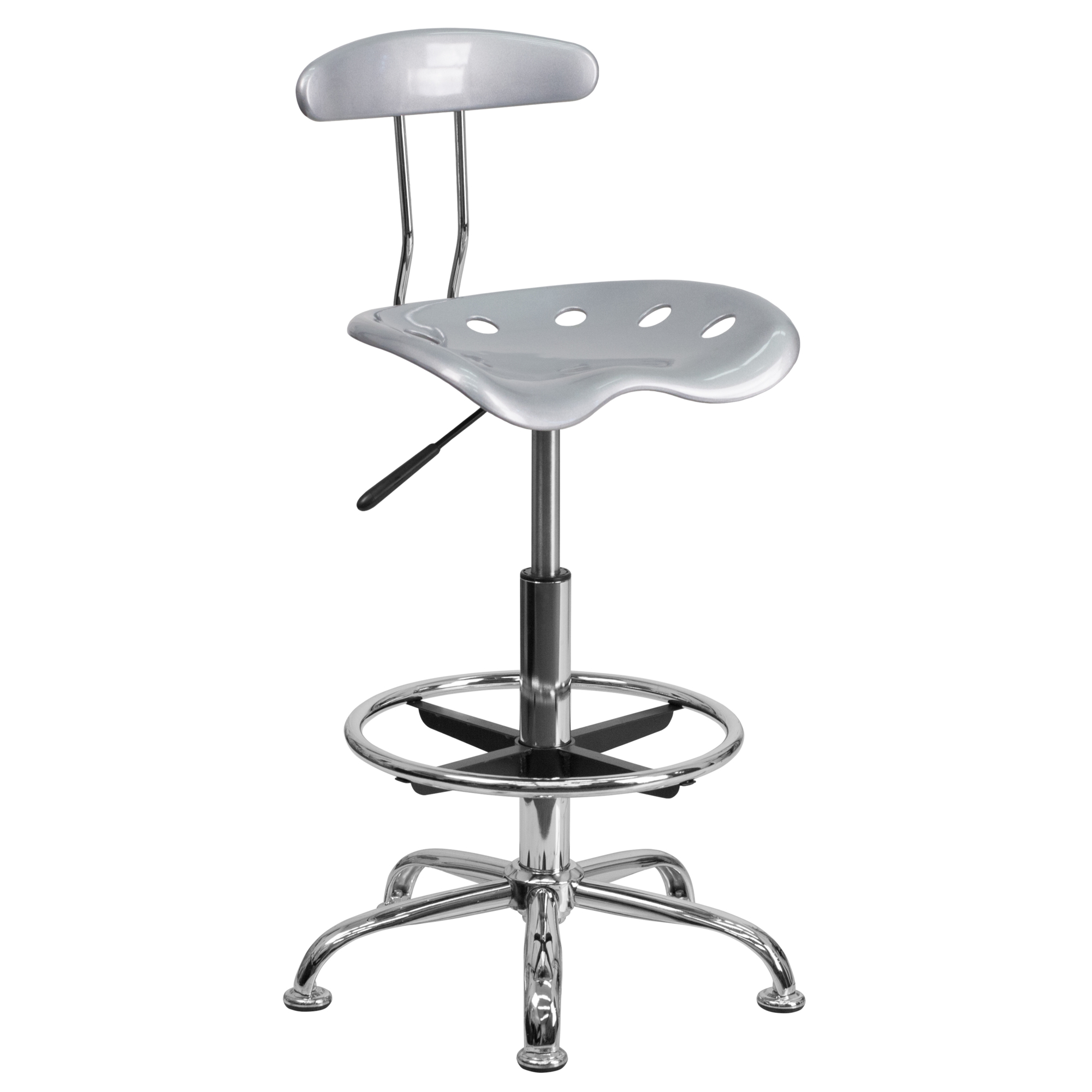 Flash Furniture, Vibrant Silver and Chrome Drafting Stool, Primary Color Gray, Included (qty.) 1, Model LF215SILVER
