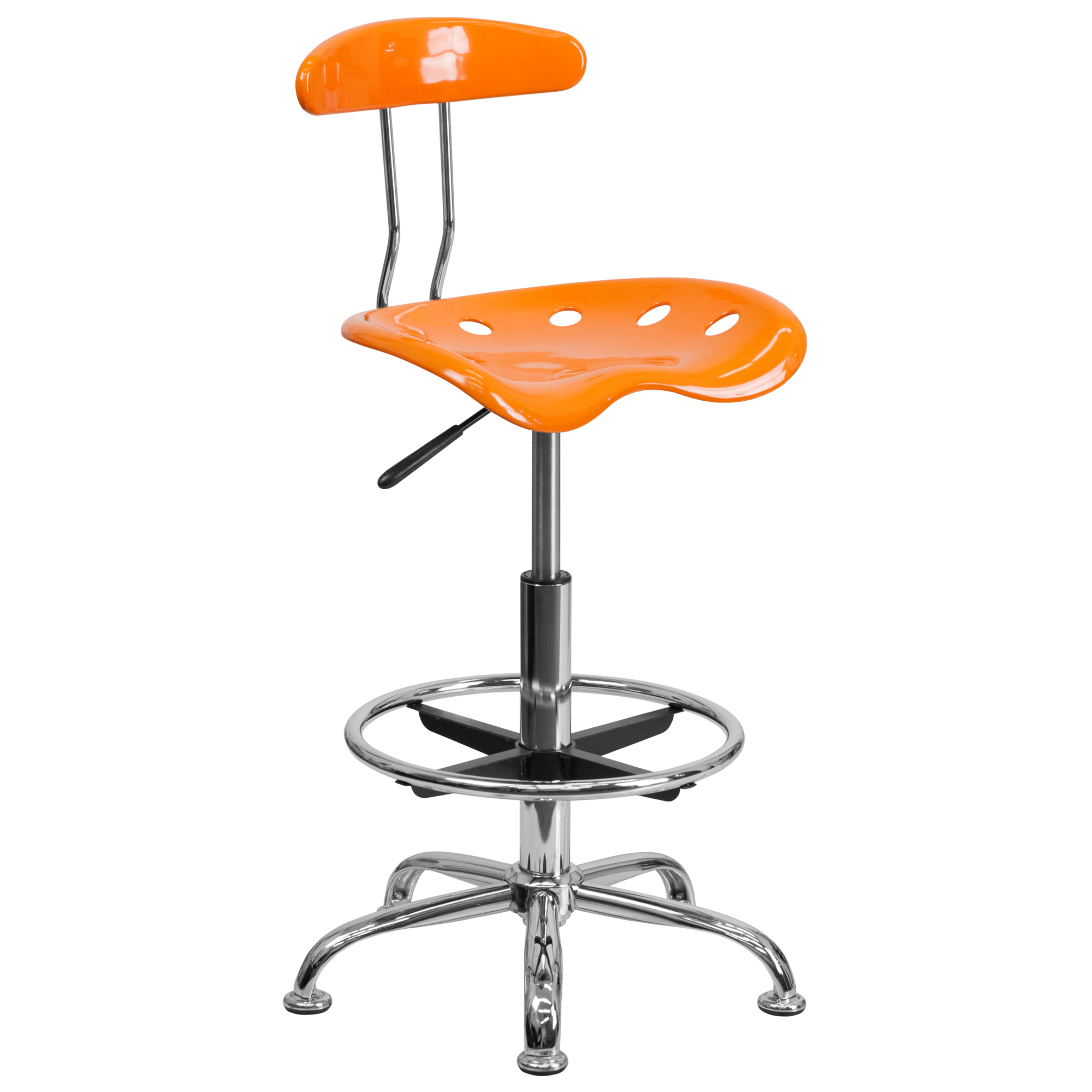 Flash Furniture, Vibrant Orange and Chrome Drafting Stool, Primary Color Orange, Included (qty.) 1, Model LF215ORANYELL