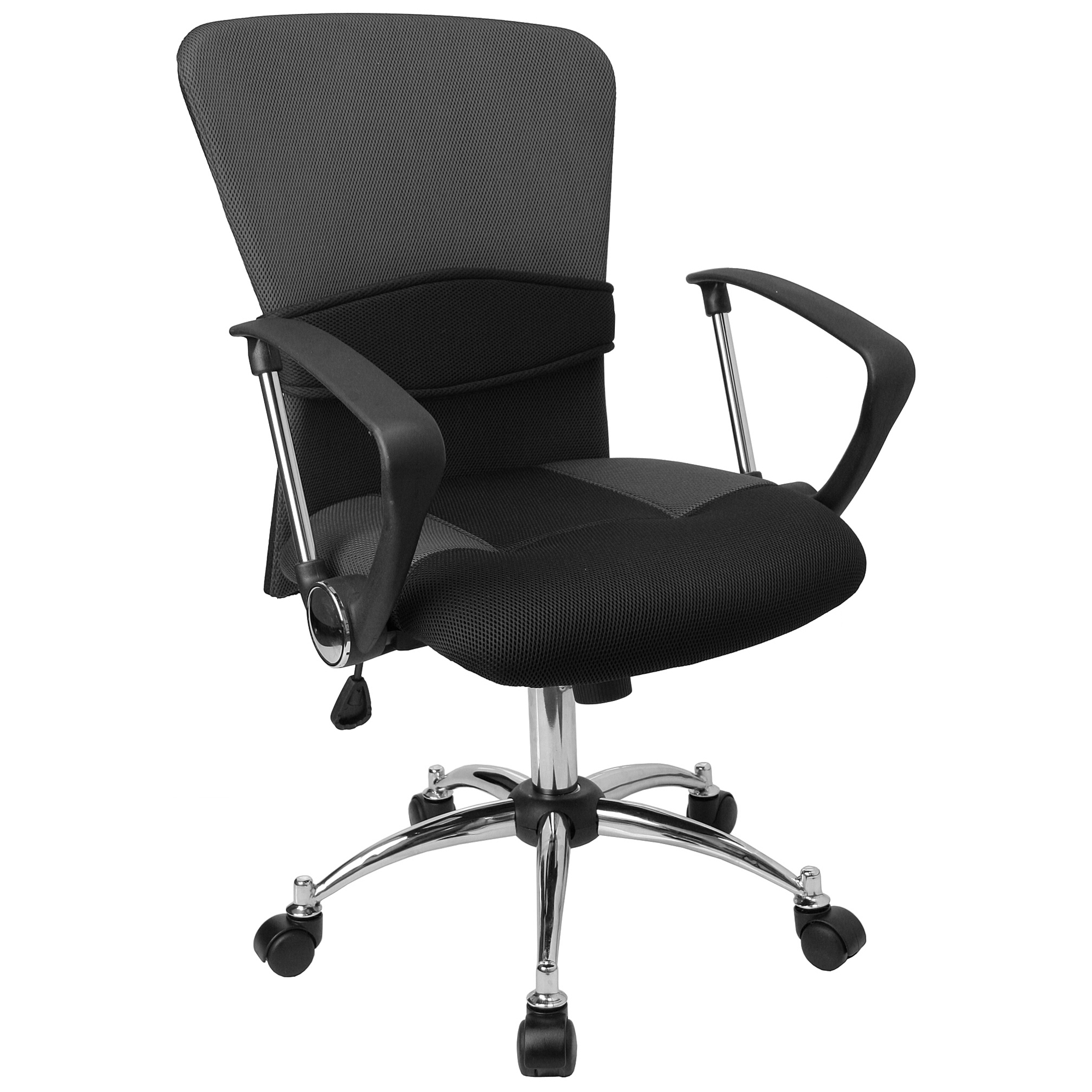 Flash Furniture, Mid-Back Grey Mesh Swivel Task Office Chair, Primary Color Black, Included (qty.) 1, Model LFW23GREY