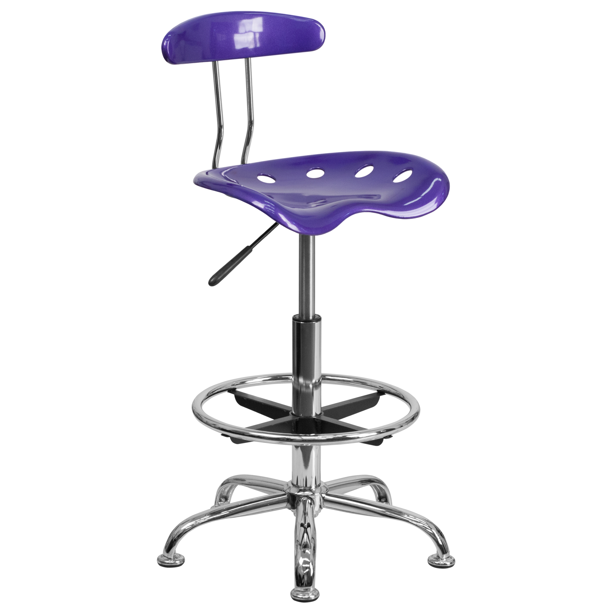 Flash Furniture, Vibrant Violet and Chrome Drafting Stool, Primary Color Purple, Included (qty.) 1, Model LF215VIOLET