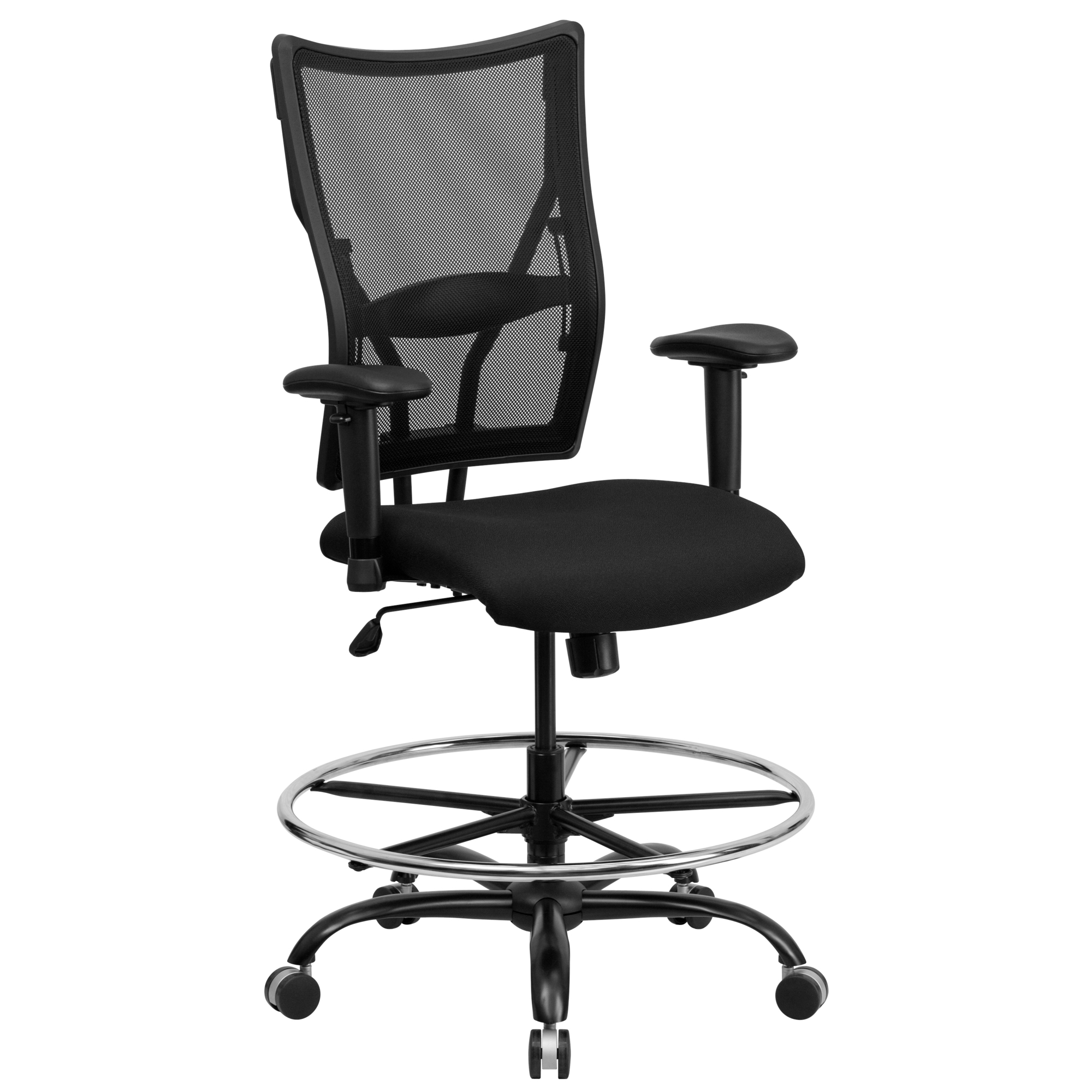 Flash Furniture, Big Tall 400 lb. Rated Black Mesh Drafting Chair, Primary Color Black, Included (qty.) 1, Model WL5029SYGAD