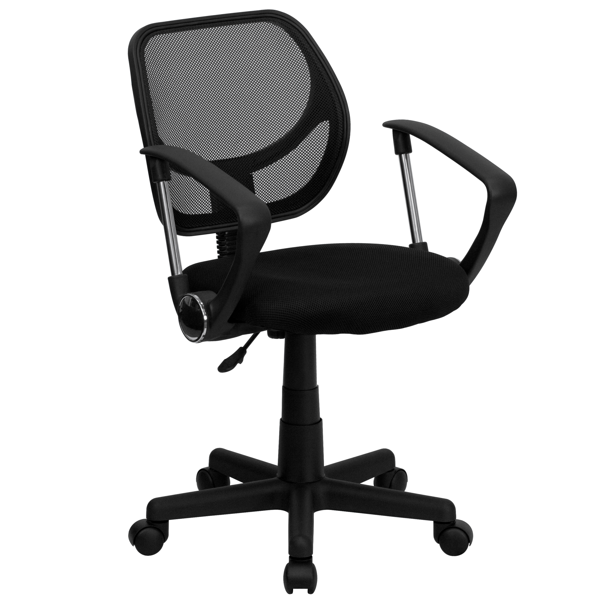 Low Back Black Mesh Swivel Task Chair with Arms, Primary Color Black, Included (qty.) 1, Model - Flash Furniture WA3074BKARM