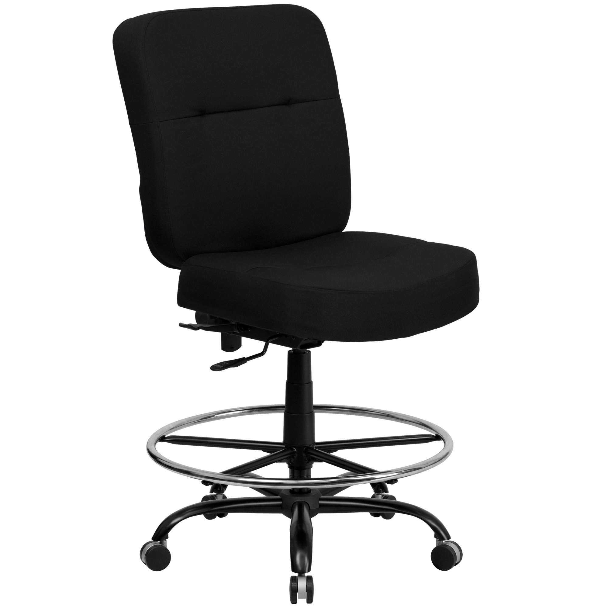 Flash Furniture, 400 lb. Rated Black Fabric Drafting Chair, Primary Color Black, Included (qty.) 1, Model WL735SYGBKD