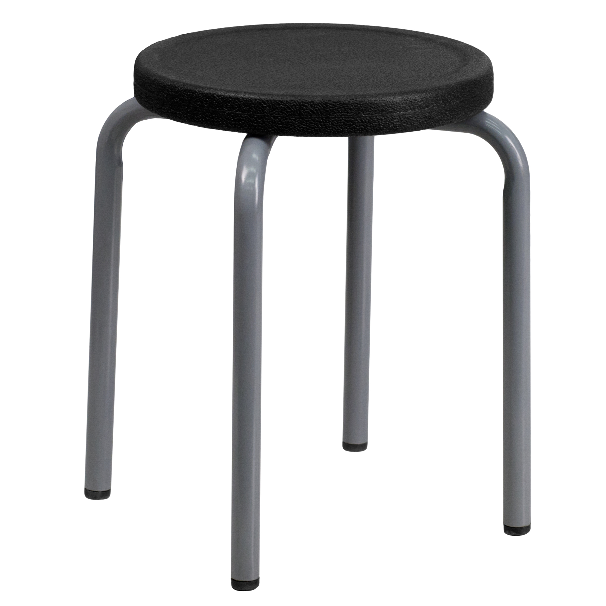 Flash Furniture, Stackable Stool with Black Seat and Silver Frame, Primary Color Black, Included (qty.) 1, Model YK01B