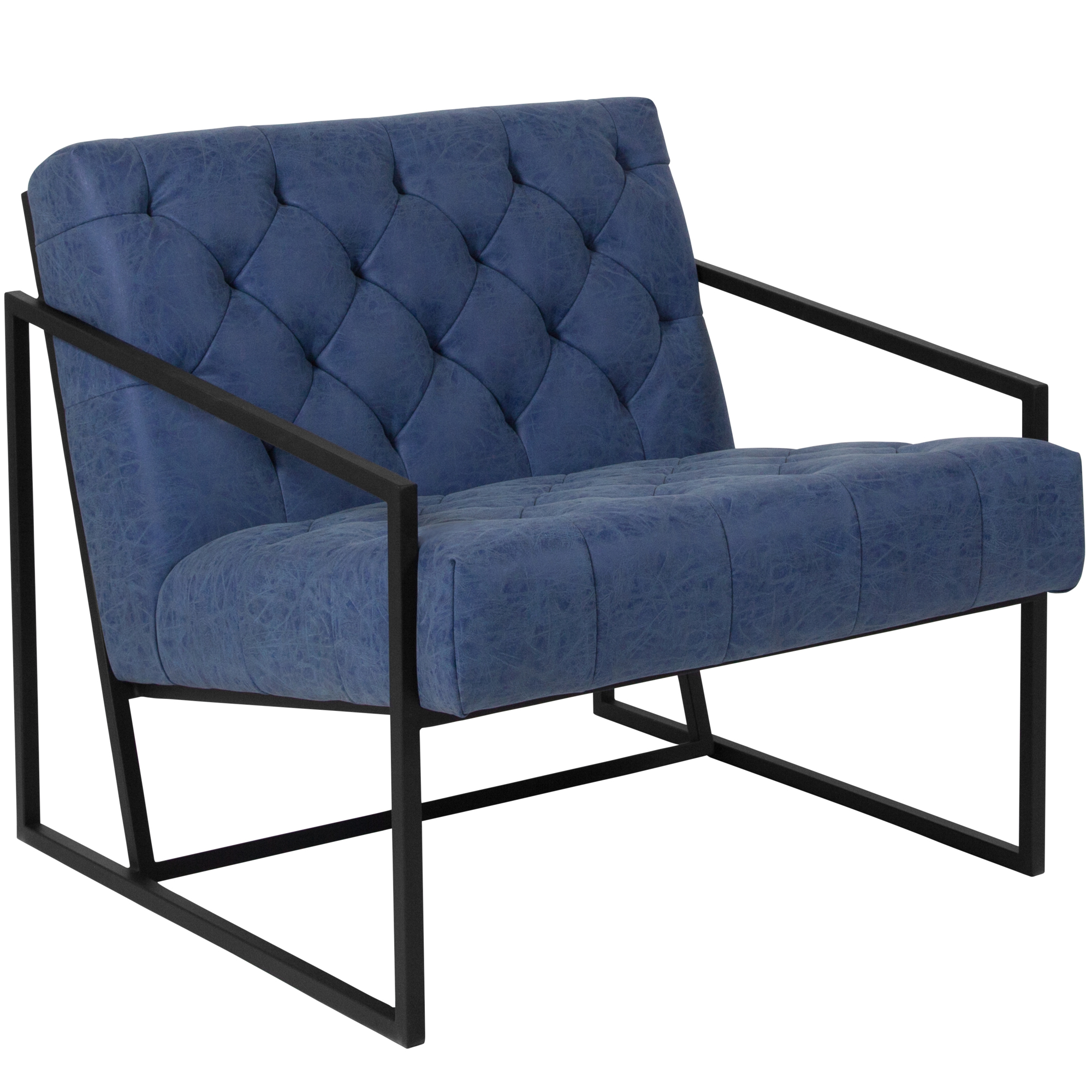 Flash Furniture, Retro Blue LeatherSoft Tufted Lounge Chair, Primary Color Blue, Included (qty.) 1, Model ZB8522BL