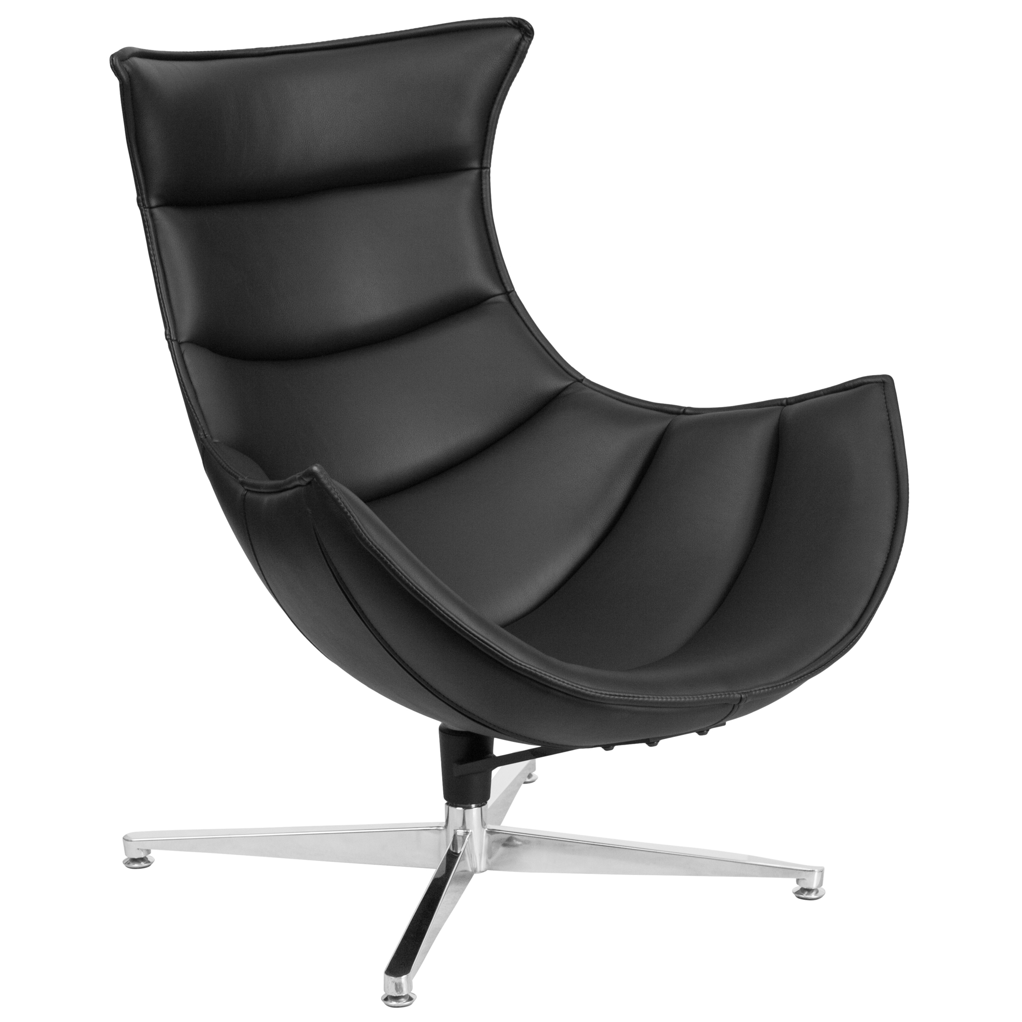 Flash Furniture, Black LeatherSoft Upholstered Swivel Cocoon Chair, Primary Color Black, Included (qty.) 1, Model ZB31