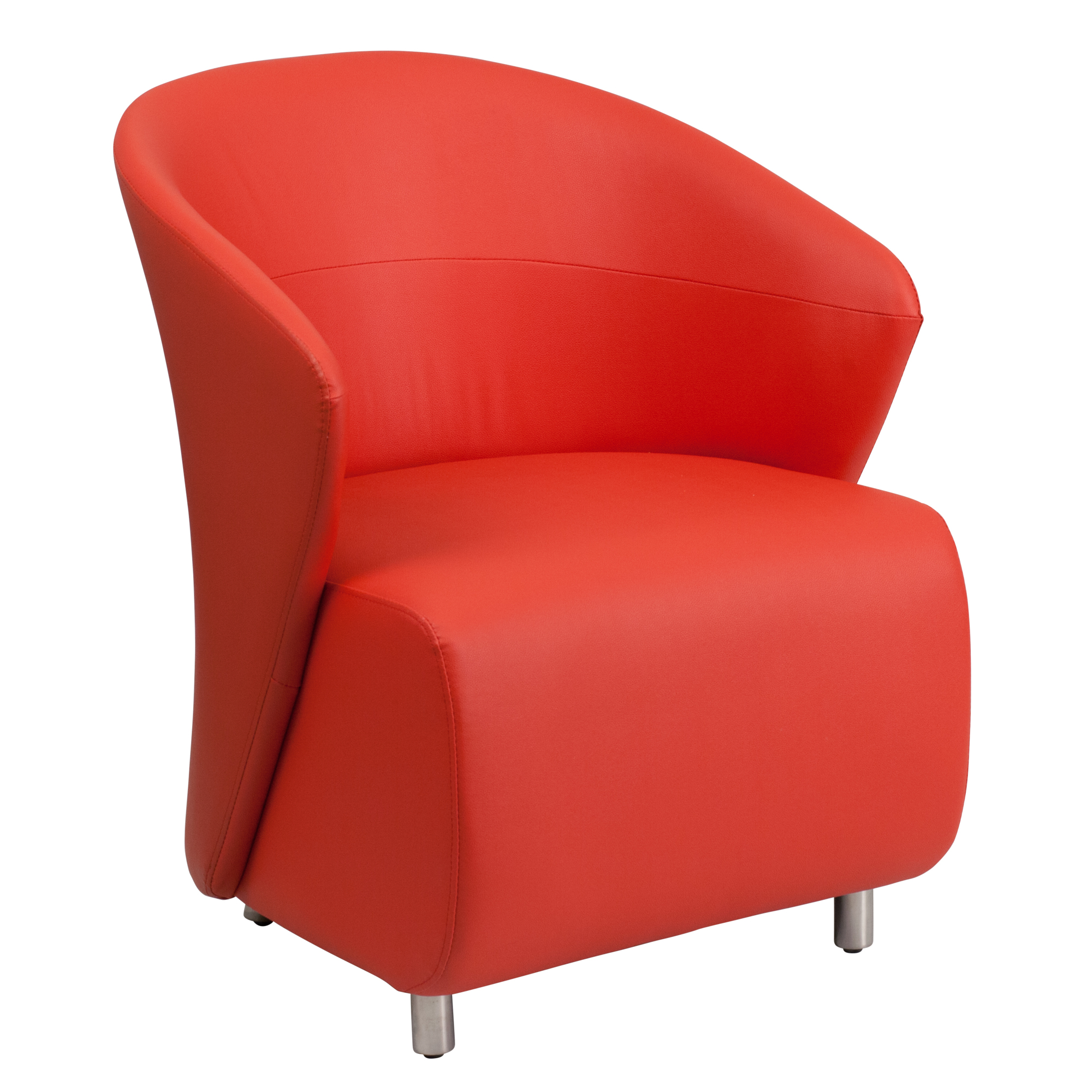 Flash Furniture, Red LeatherSoft Curved Barrel Back Lounge Chair, Primary Color Red, Included (qty.) 1, Model ZB6RD
