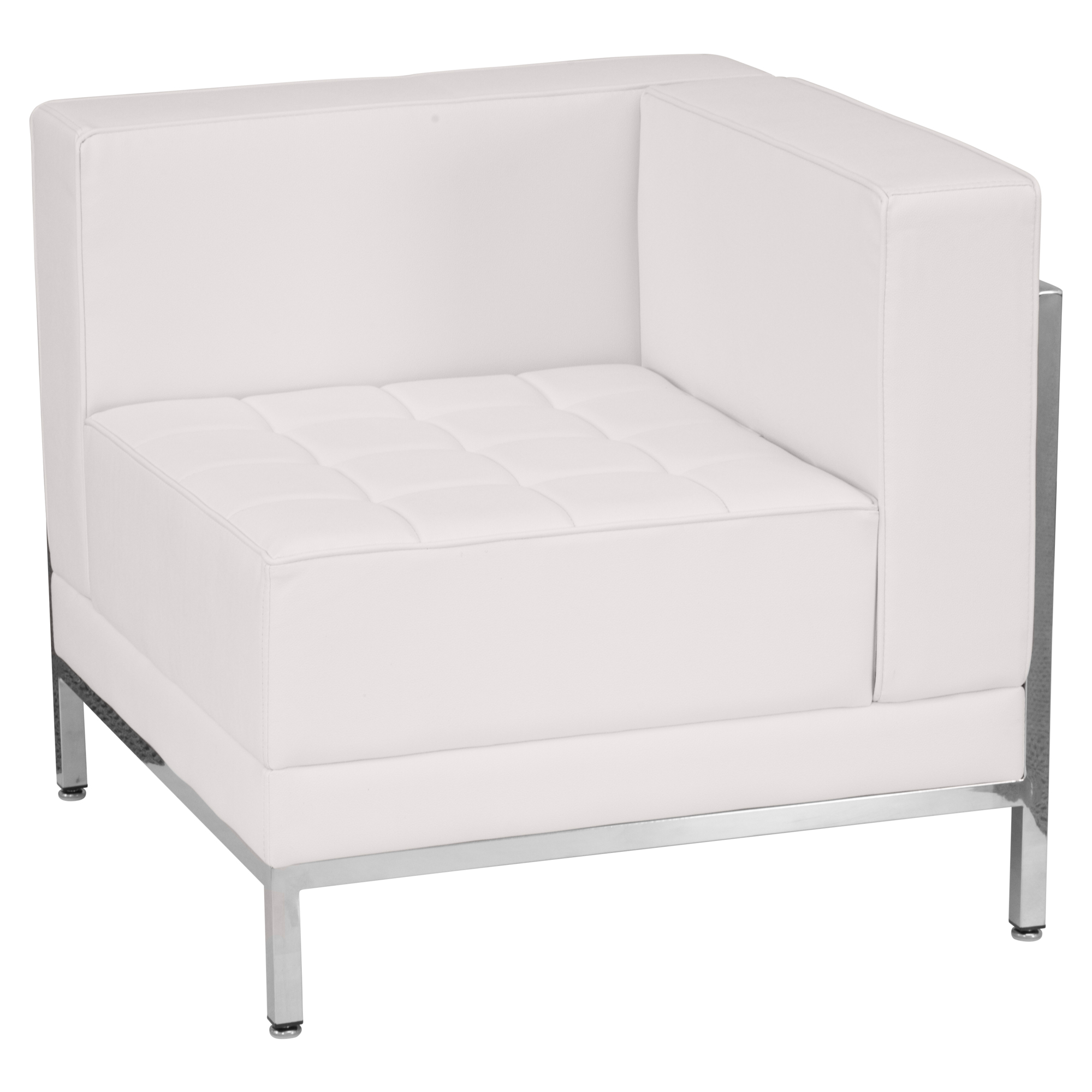 Flash Furniture, White LeatherSoft Modular Right Corner Chair, Primary Color White, Included (qty.) 1, Model ZBIMAGRTCNRWH