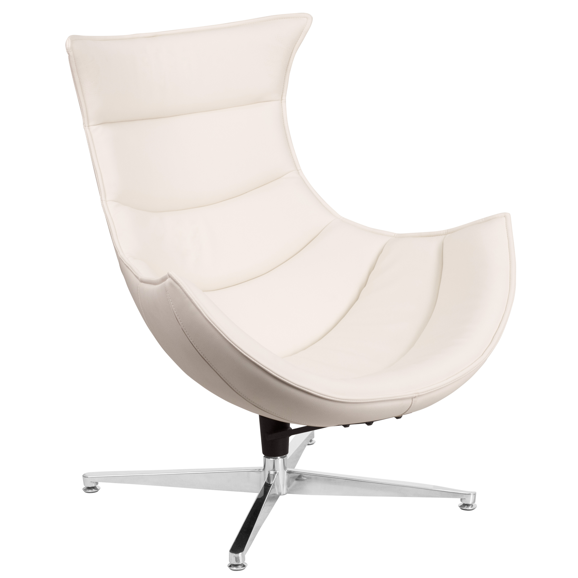 Flash Furniture, White LeatherSoft Upholstered Swivel Cocoon Chair, Primary Color White, Included (qty.) 1, Model ZB32