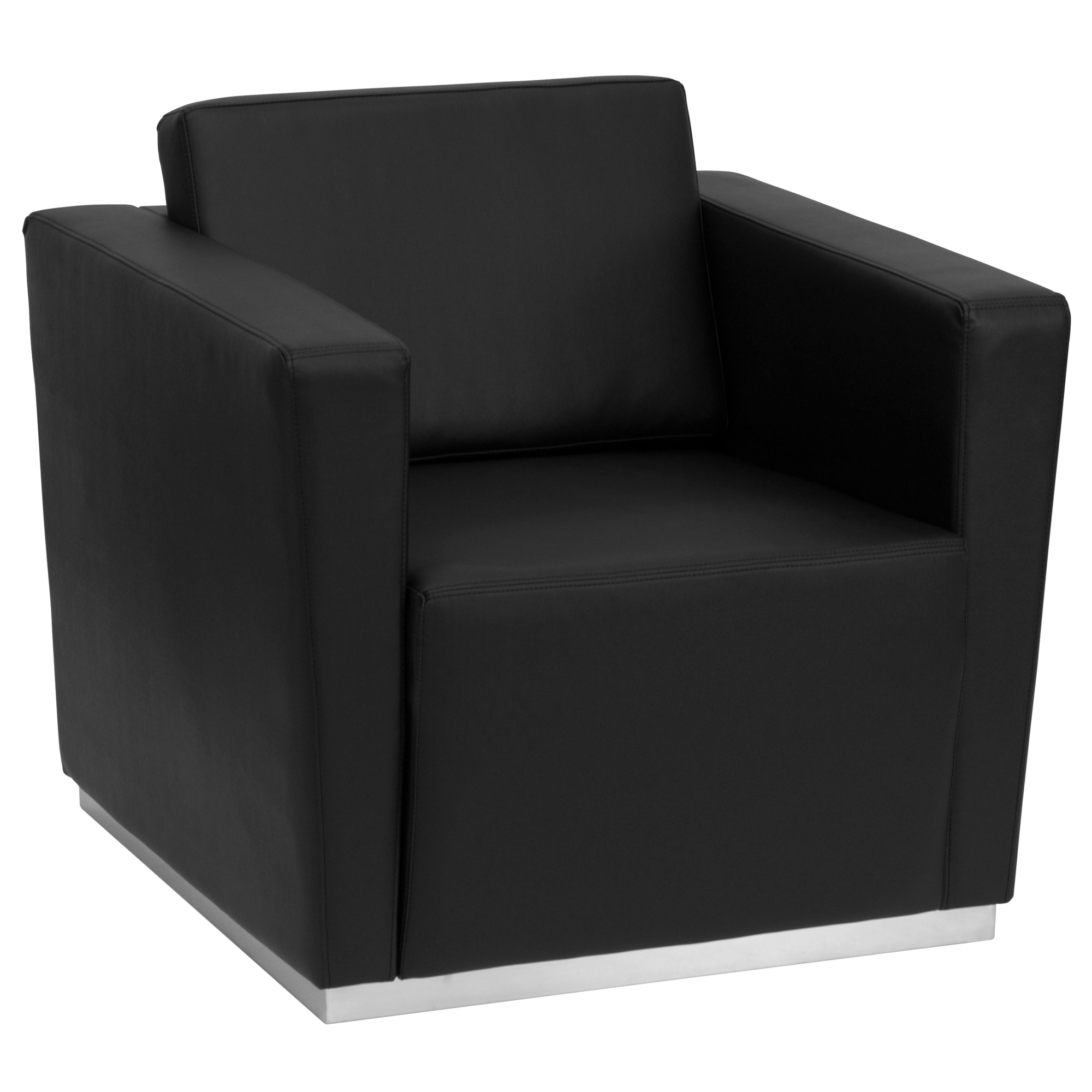 Flash Furniture, Black LeatherSoft Chair with Stainless Steel Base, Primary Color Black, Included (qty.) 1, Model ZBSTRIN8094CHBK