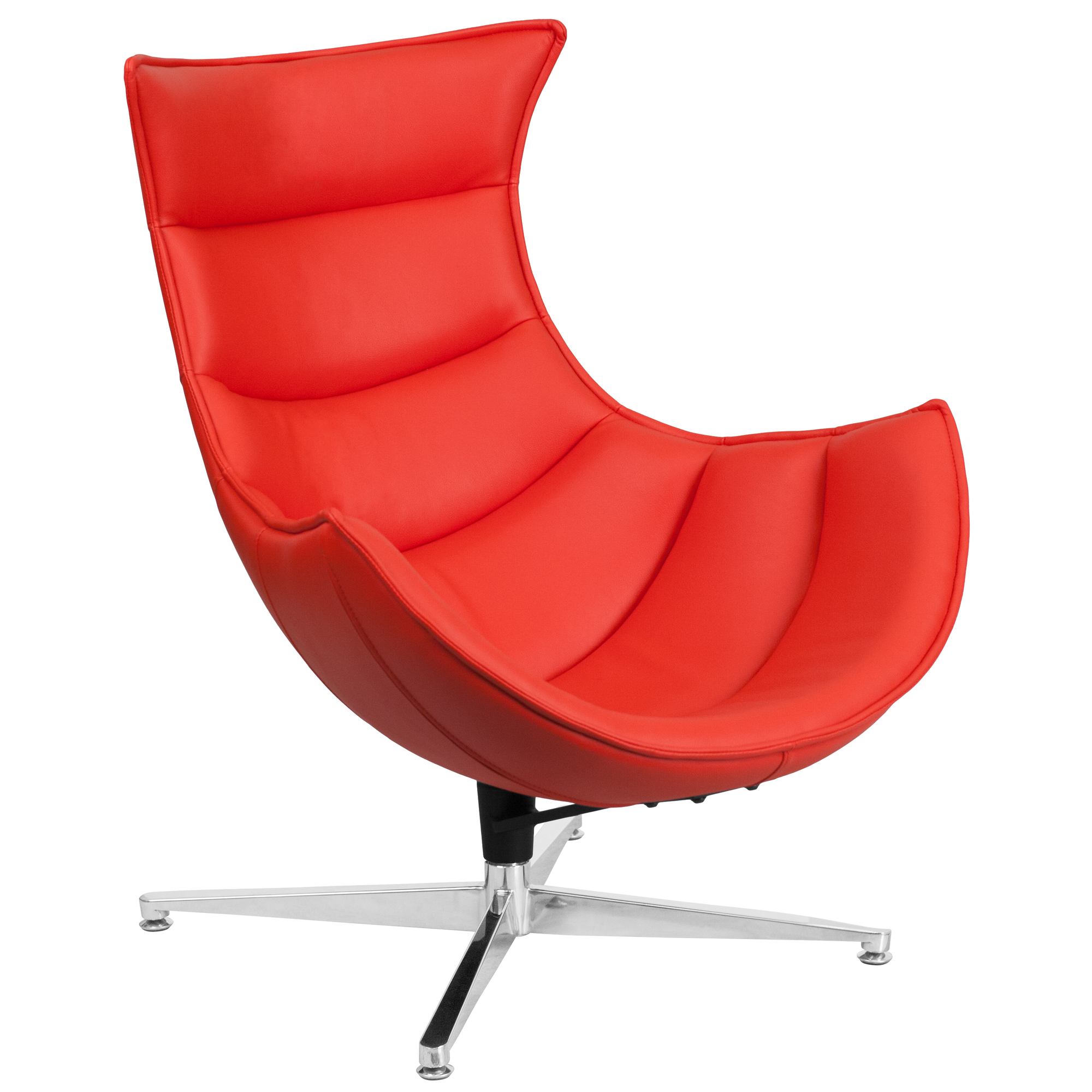 Flash Furniture, Red LeatherSoft Upholstered Swivel Cocoon Chair, Primary Color Red, Included (qty.) 1, Model ZB34