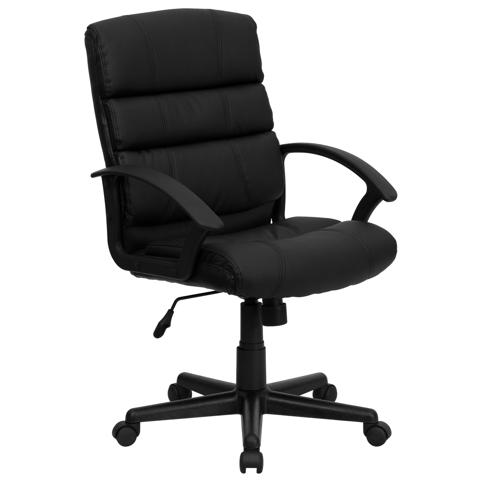 Flash Furniture, Mid-Back Black LeatherSoft Swivel Task Chair, Primary Color Black, Included (qty.) 1, Model GO1004BKLEA