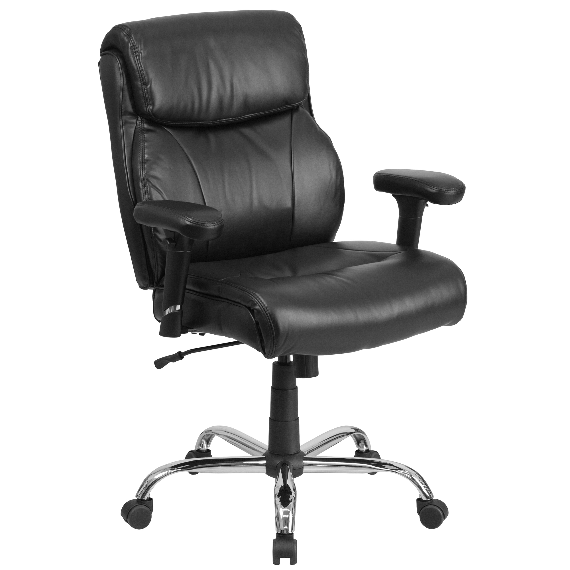 Flash Furniture, 400 lb. Rated Mid-Back Black LeatherSoft Chair, Primary Color Black, Included (qty.) 1, Model GO2031LEA