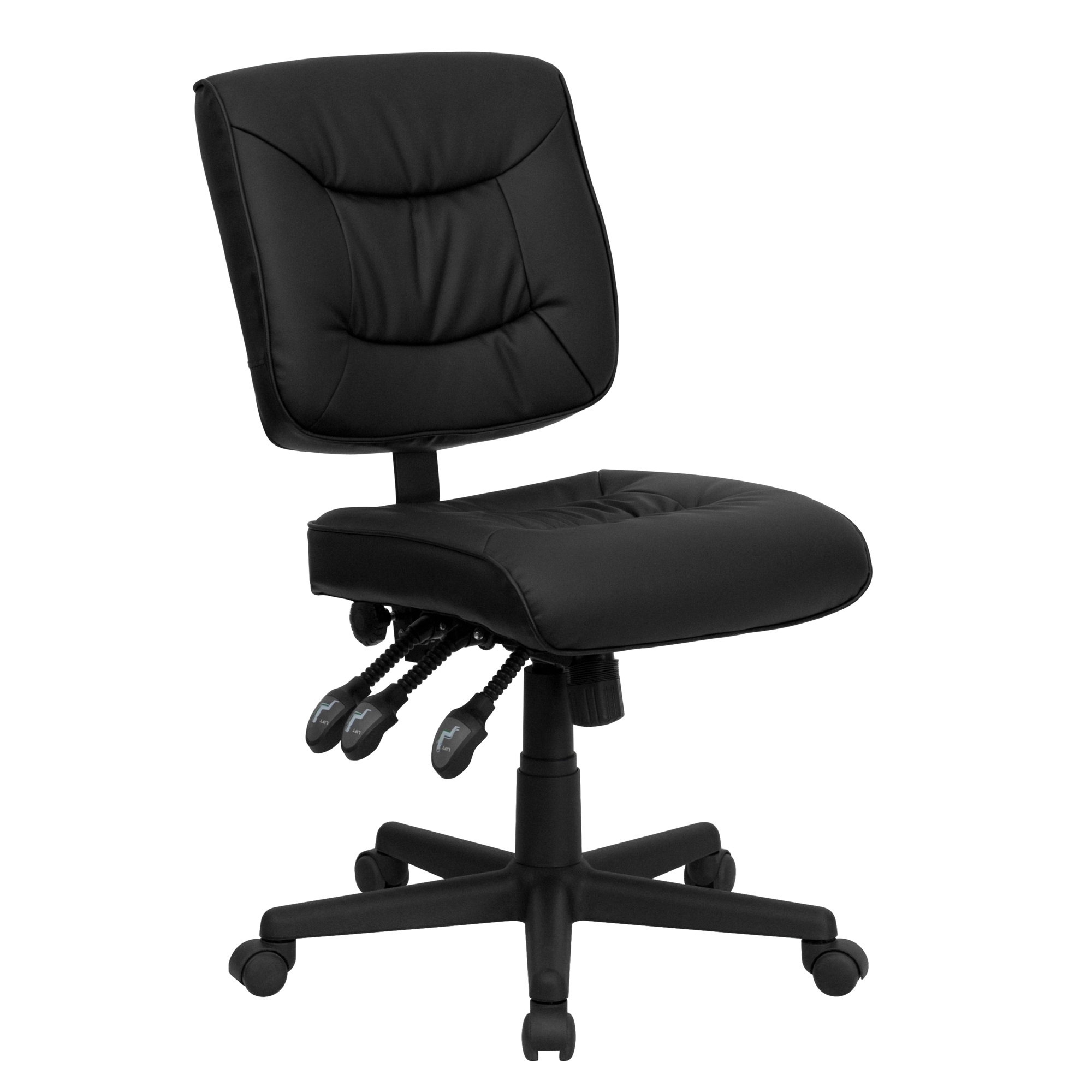 Flash Furniture, Mid-Back Black LeatherSoft Multifunction Chair, Primary Color Black, Included (qty.) 1, Model GO1574BK