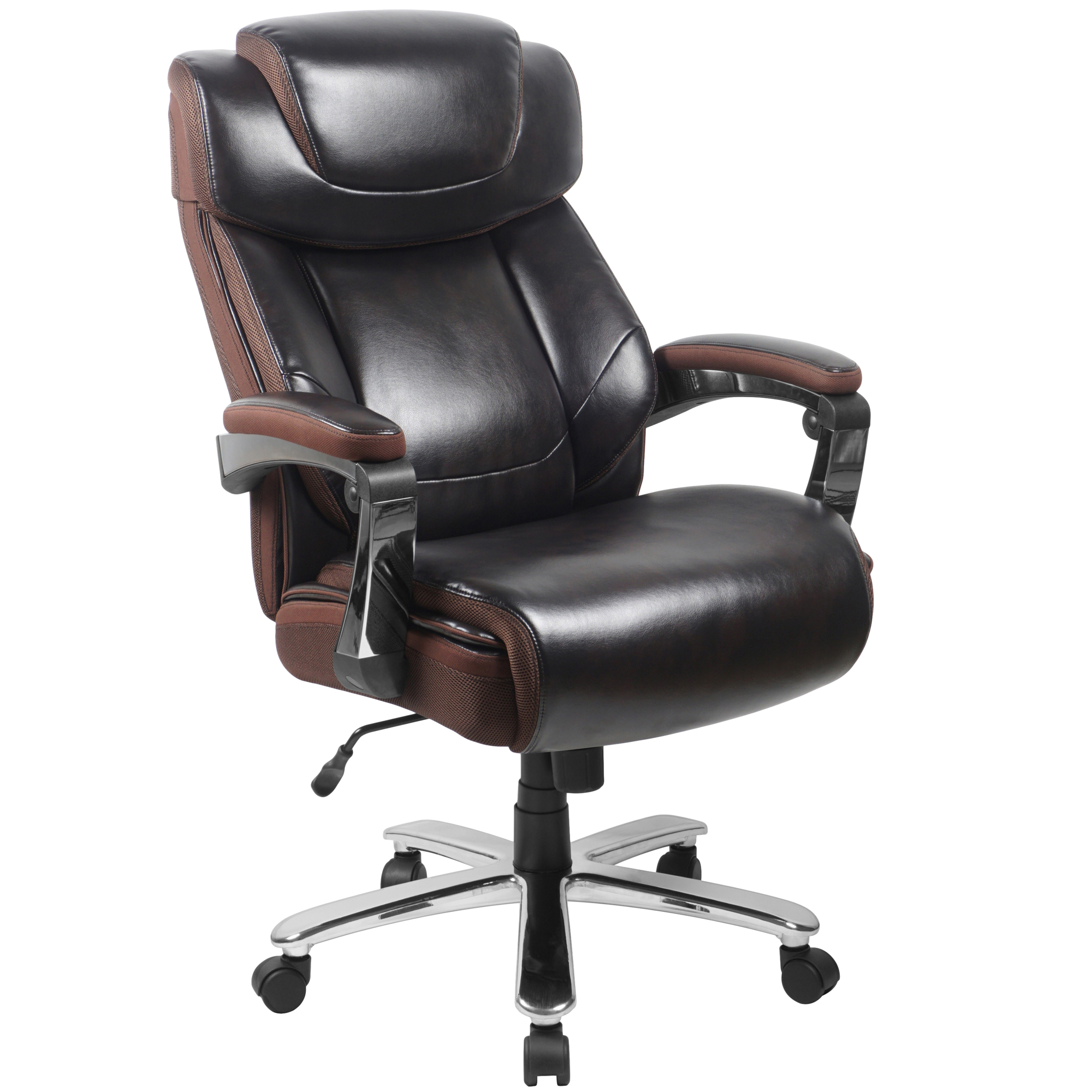 Flash Furniture, 500 lb. Rated Brown LeatherSoft Ergonomic Chair, Primary Color Brown, Included (qty.) 1, Model GO2223BN