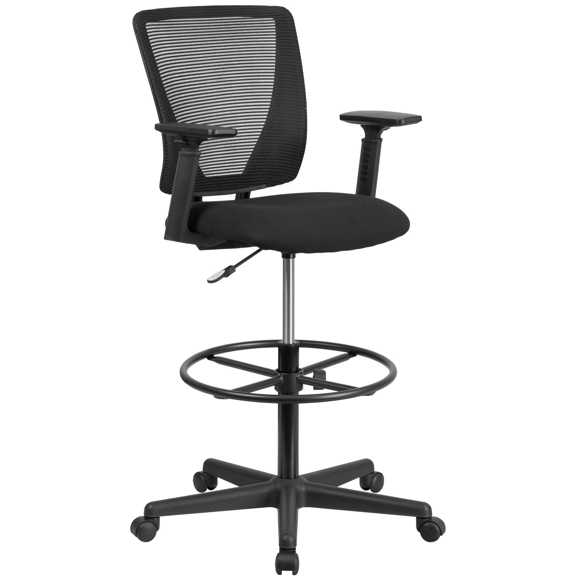 Flash Furniture, Mid-Back Mesh Drafting Chair w/ Black Fabric Seat, Primary Color Black, Included (qty.) 1, Model GO2100A