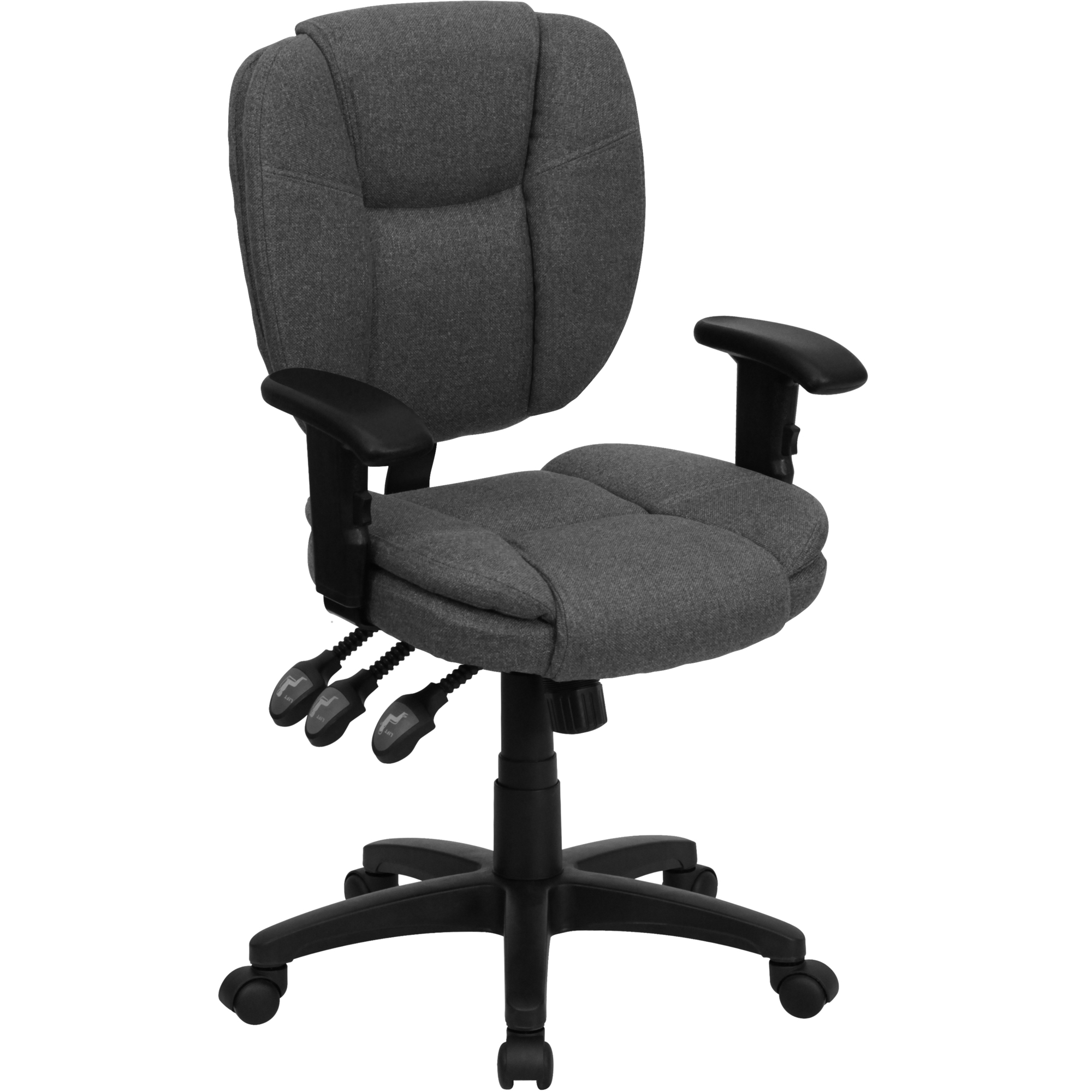 Flash Furniture, Mid-Back Gray Fabric Multifunction Task Chair, Primary Color Gray, Included (qty.) 1, Model GO930FGYA