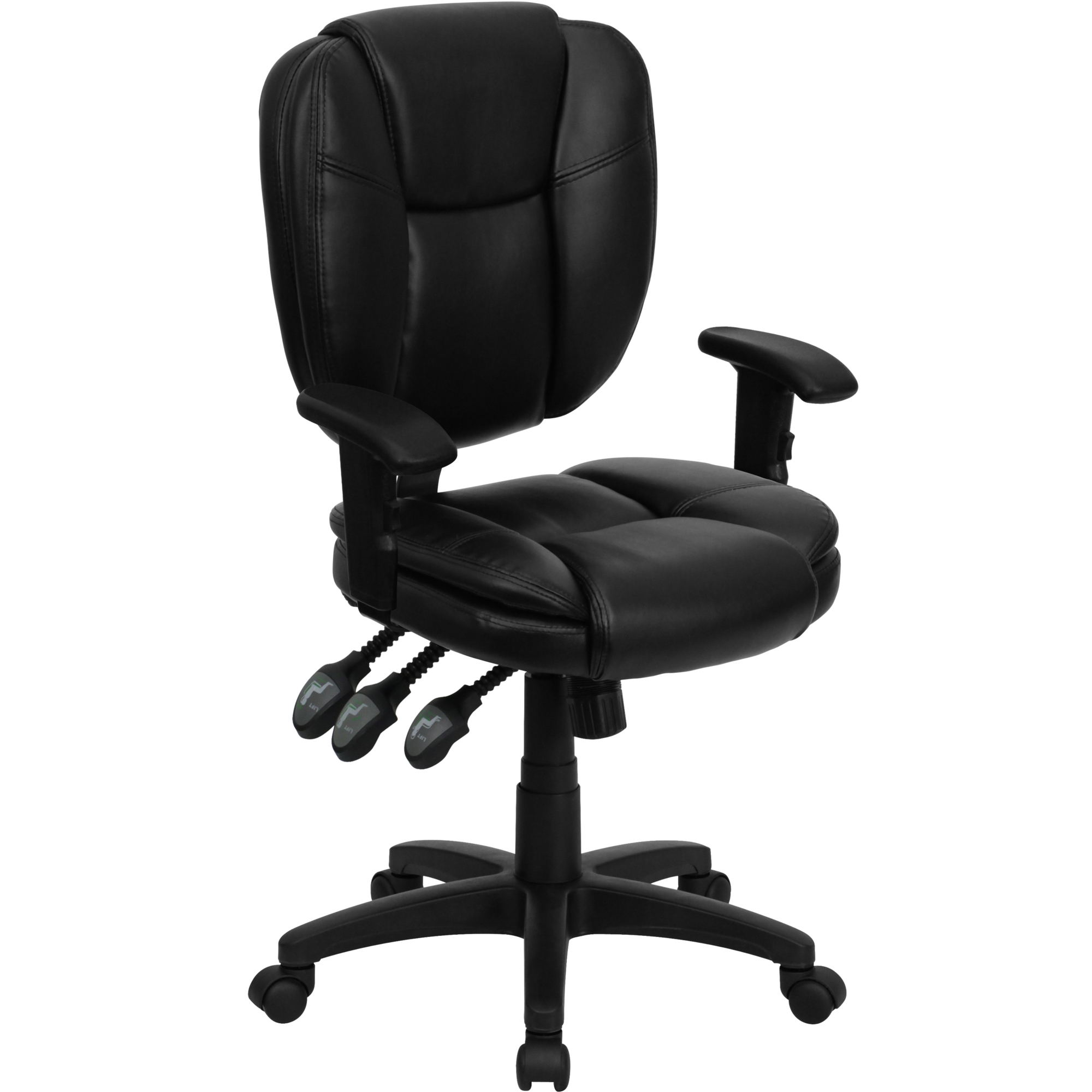 Flash Furniture, Mid-Back Black LeatherSoft Multifunction Chair, Primary Color Black, Included (qty.) 1, Model GO930FBKLEAA