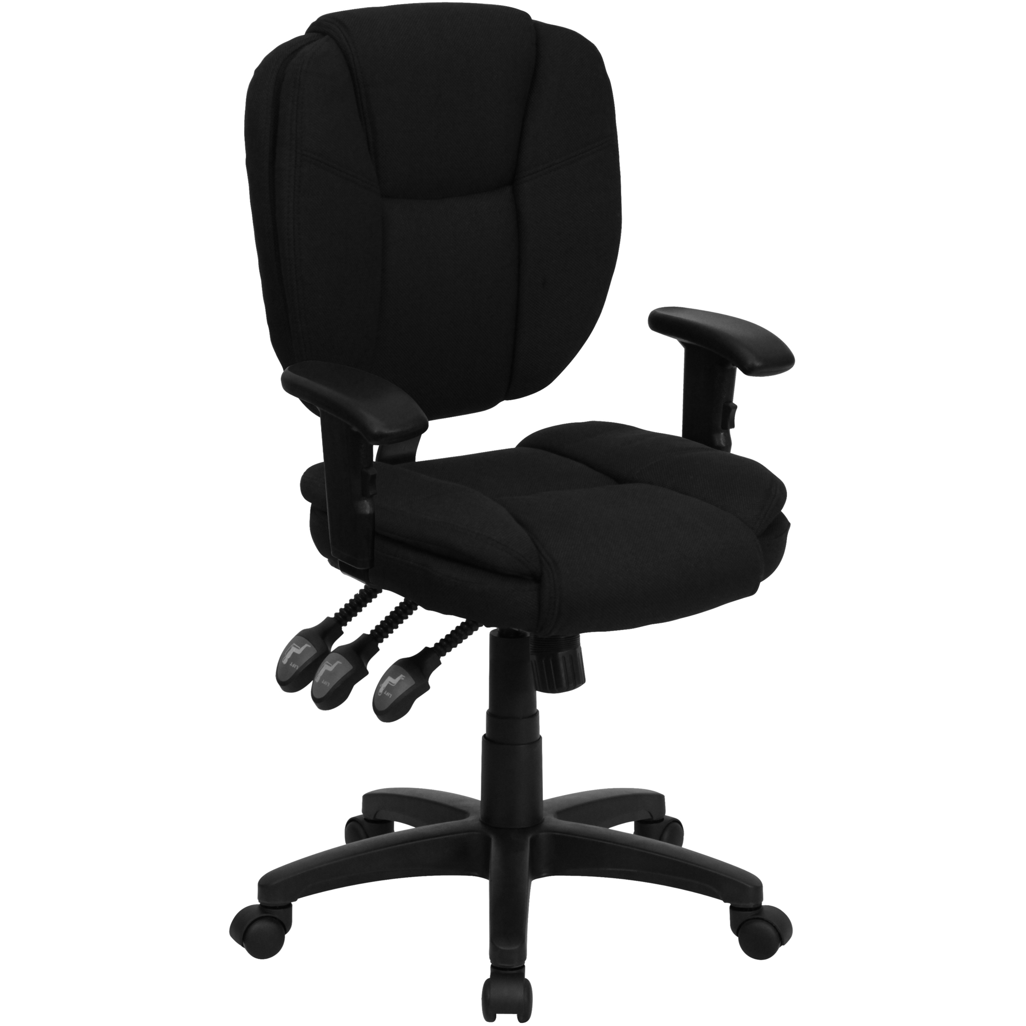 Flash Furniture, Mid-Back Black Fabric Multifunction Office Chair, Primary Color Black, Included (qty.) 1, Model GO930FBKA