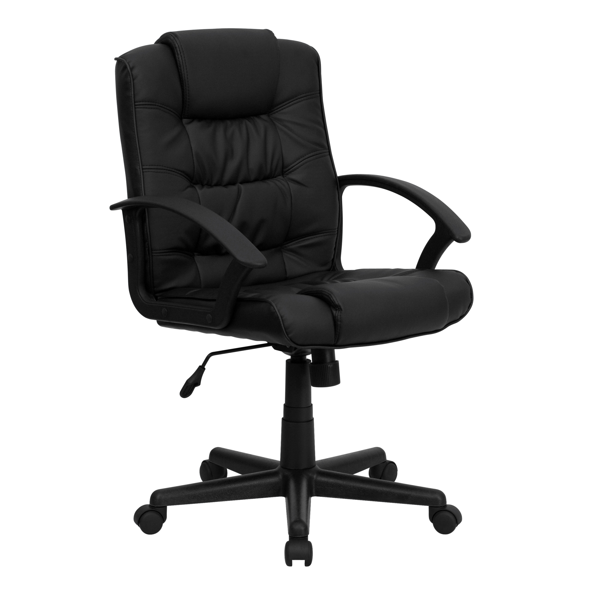 Flash Furniture, Mid-Back Black LeatherSoft Upholstered Chair, Primary Color Black, Included (qty.) 1, Model GO937MBKLEA