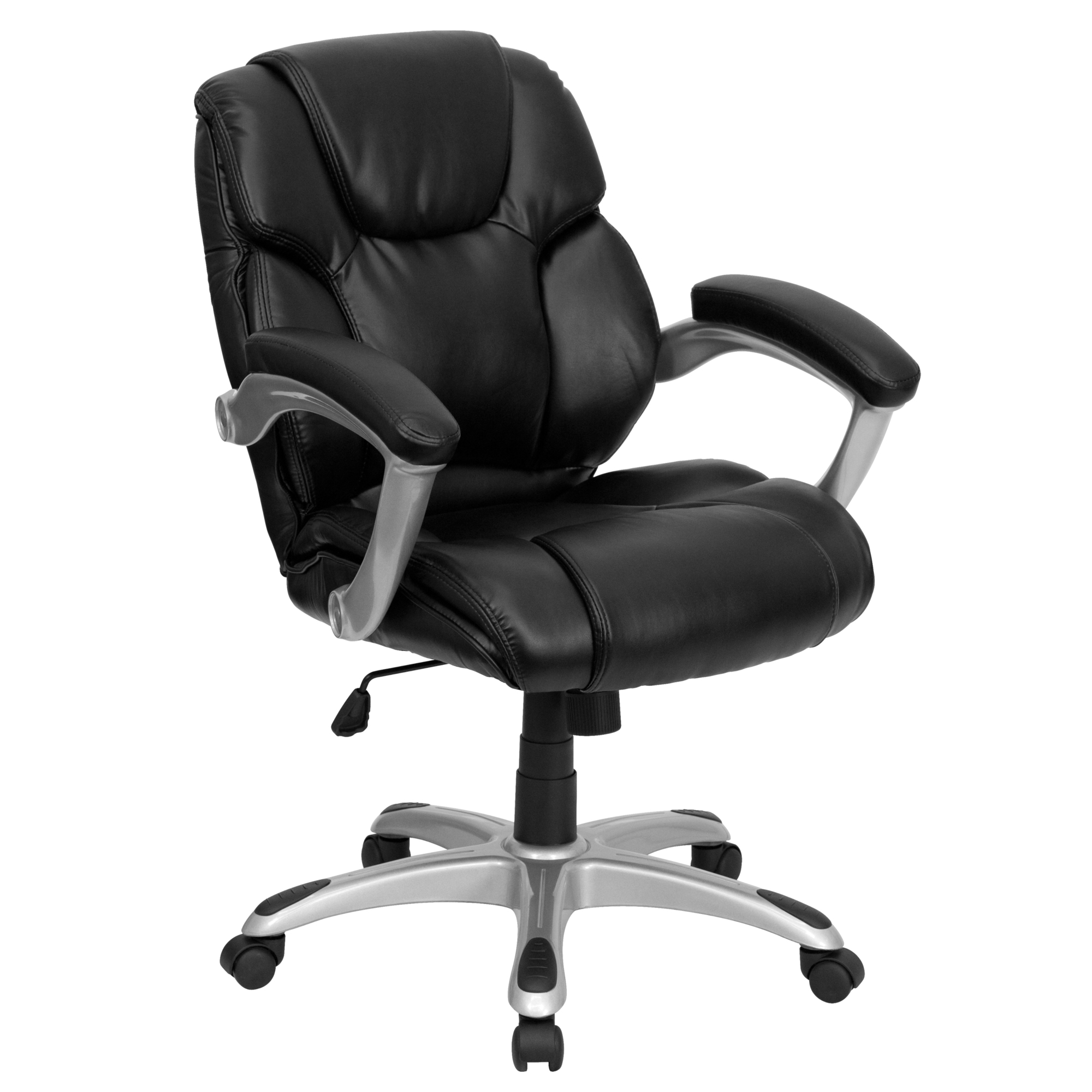 Flash Furniture, Mid-Back Black LeatherSoft Layered Office Chair, Primary Color Black, Included (qty.) 1, Model GO931HMIDBK