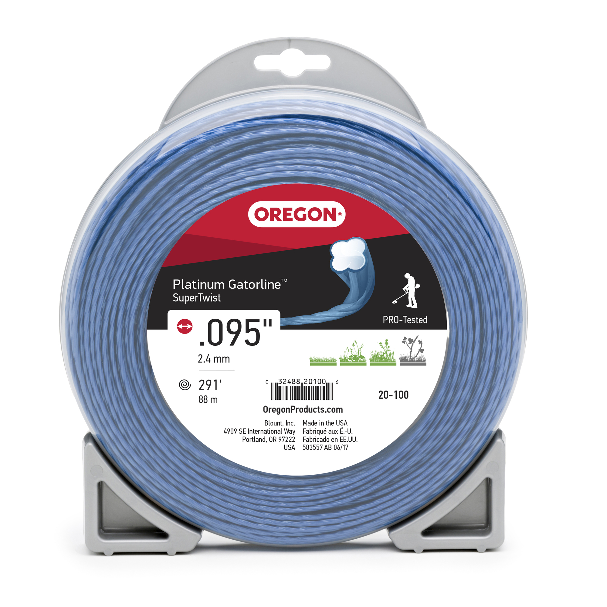 Oregon, Platinum Magnum Gatorline Trimmer Line, Line Diameter 0.095 in, Line Length 289 ft, Model 20-100