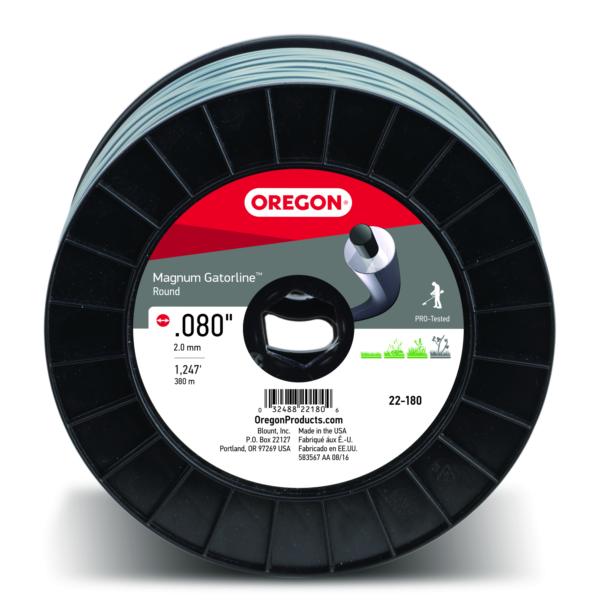 Oregon, Magnum Gatorline Trimmer Line, Line Diameter 0.08 in, Line Length 1248 ft, Model 22-180