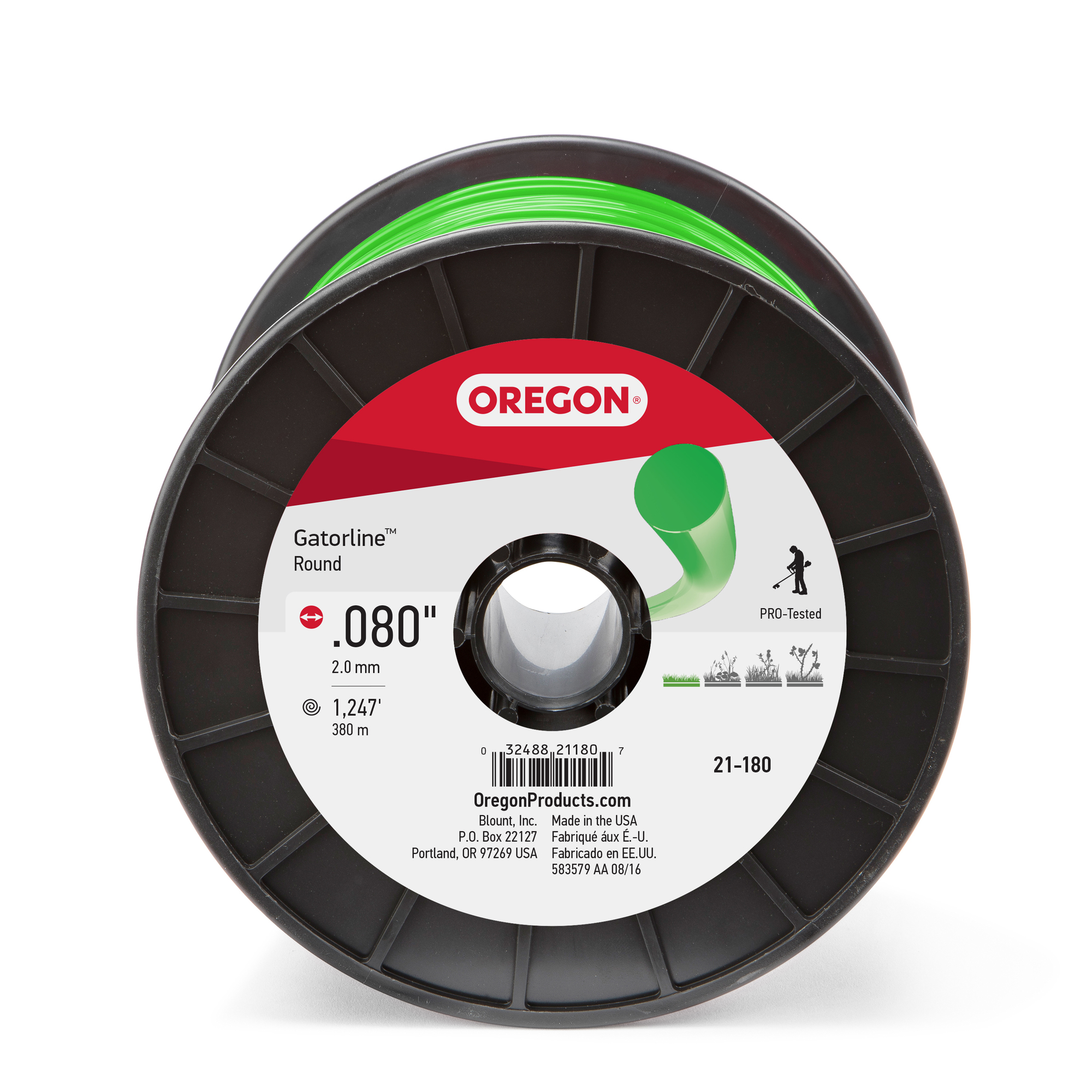 Oregon, Gatorline Trimmer Line, Line Diameter 0.08 in, Line Length 1248 ft, Model 21-180