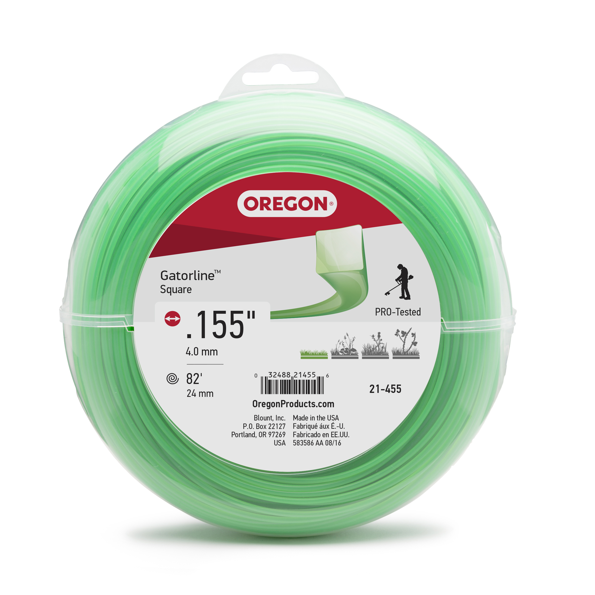 Oregon, Gatorline Trimmer Line, Line Diameter 0.155 in, Line Length 84 ft, Model 21-455