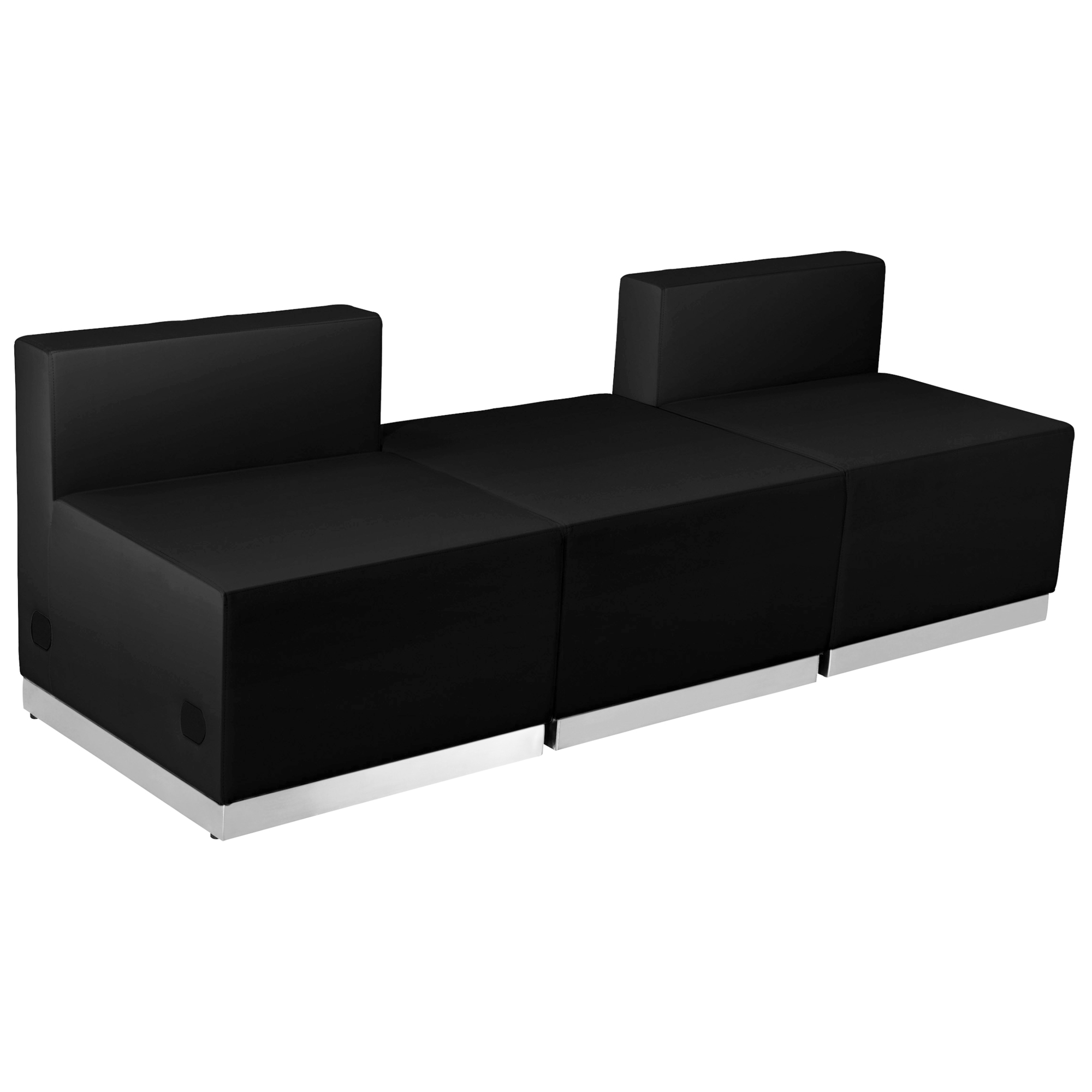 Flash Furniture, 3 PC Black LeatherSoft Reception Configuration, Primary Color Black, Included (qty.) 3, Model ZB803670SBK