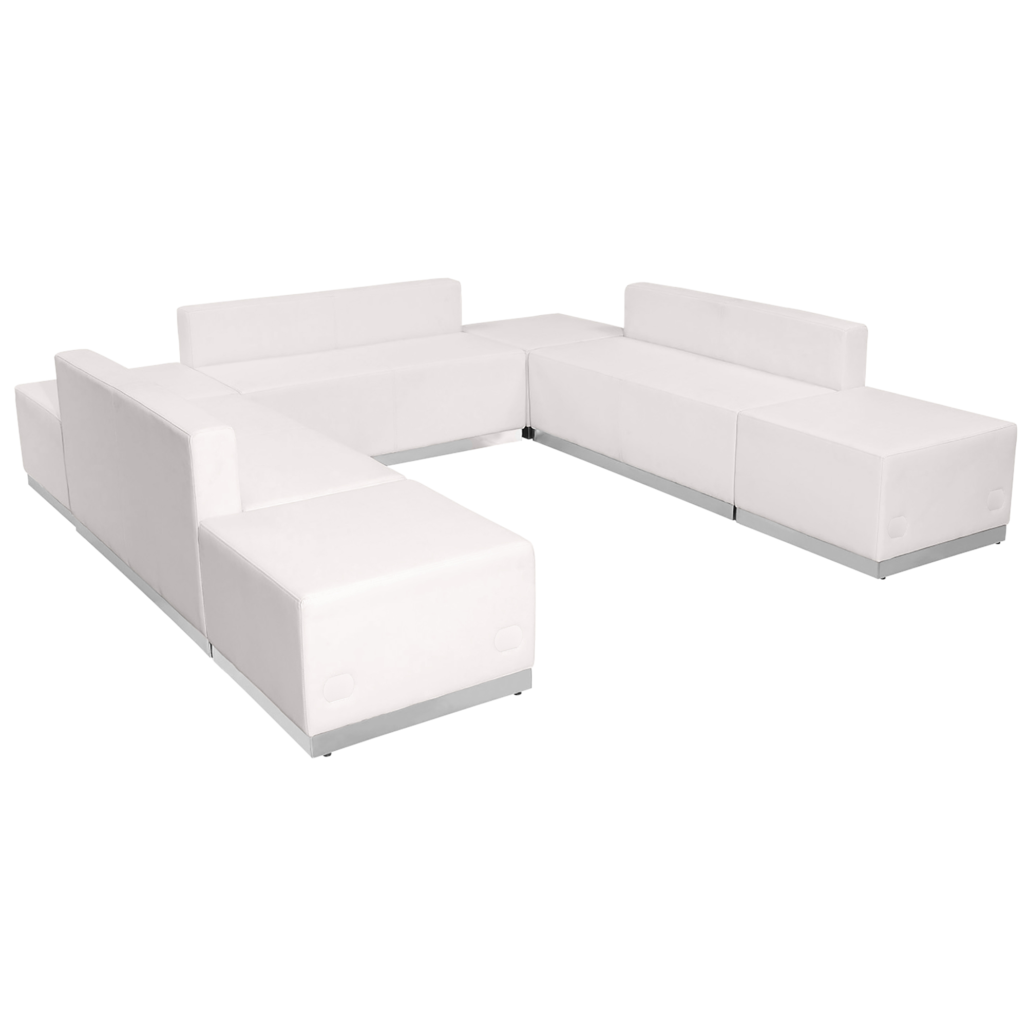 Flash Furniture, 7 PC White LeatherSoft Reception Configuration, Primary Color White, Included (qty.) 7, Model ZB803660SWH