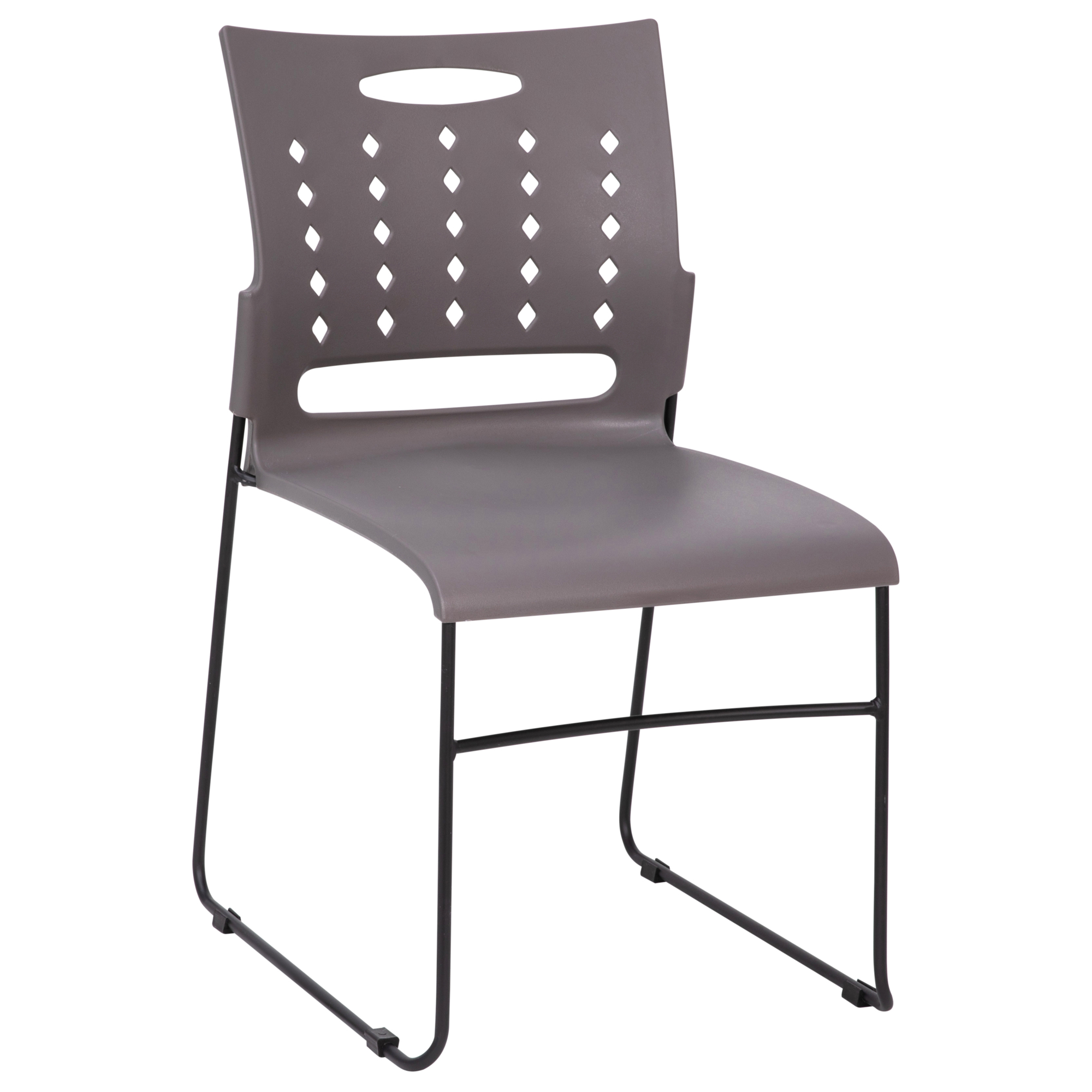Flash Furniture, 881 lb. Capacity Gray Sled Base Stack Chair, Primary Color Gray, Included (qty.) 1, Model RUT2GYBK