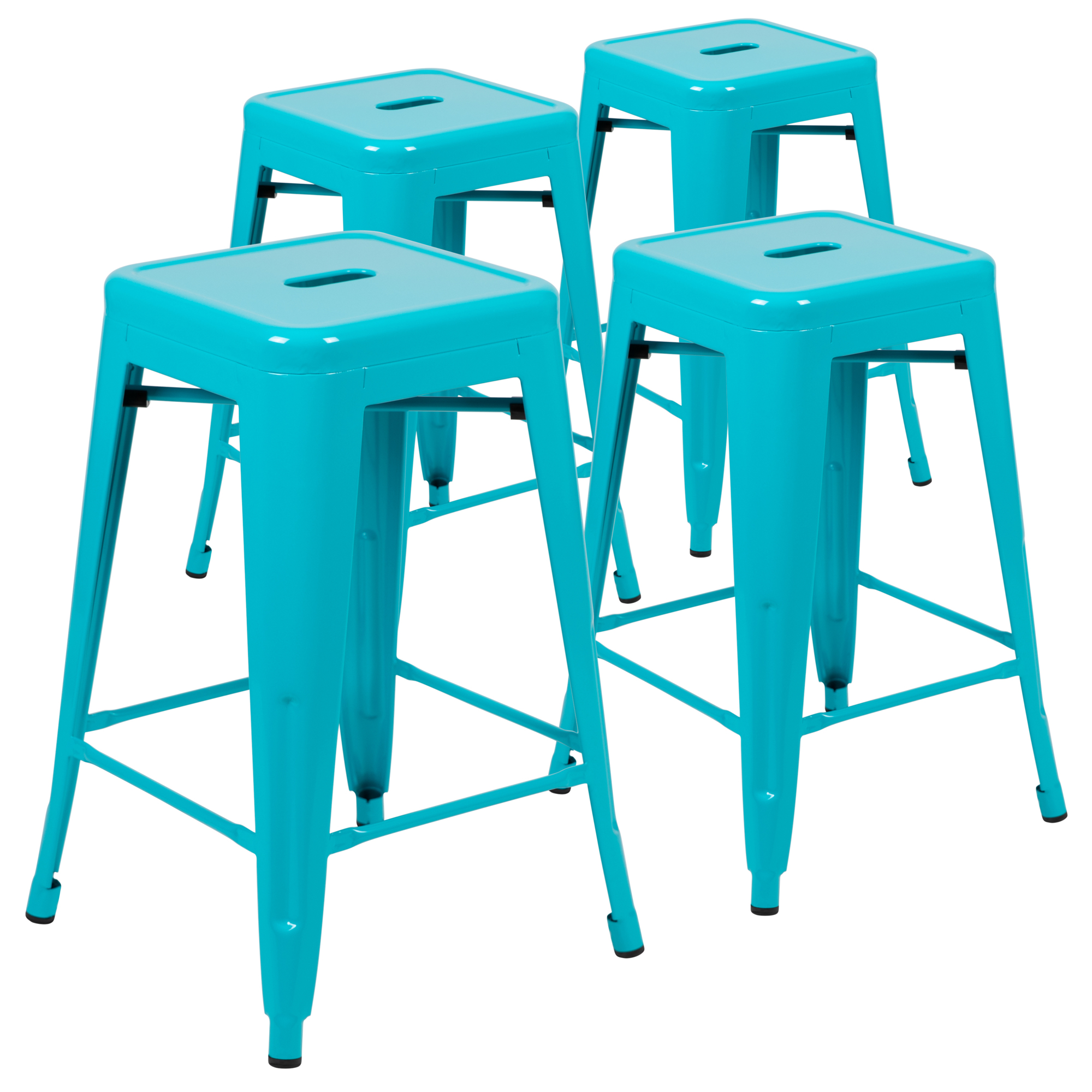 Flash Furniture, 4 Pack 24Inch High Metal Indoor Counter Stool, Teal, Primary Color Blue, Included (qty.) 4, Model 4ET3132024TLR