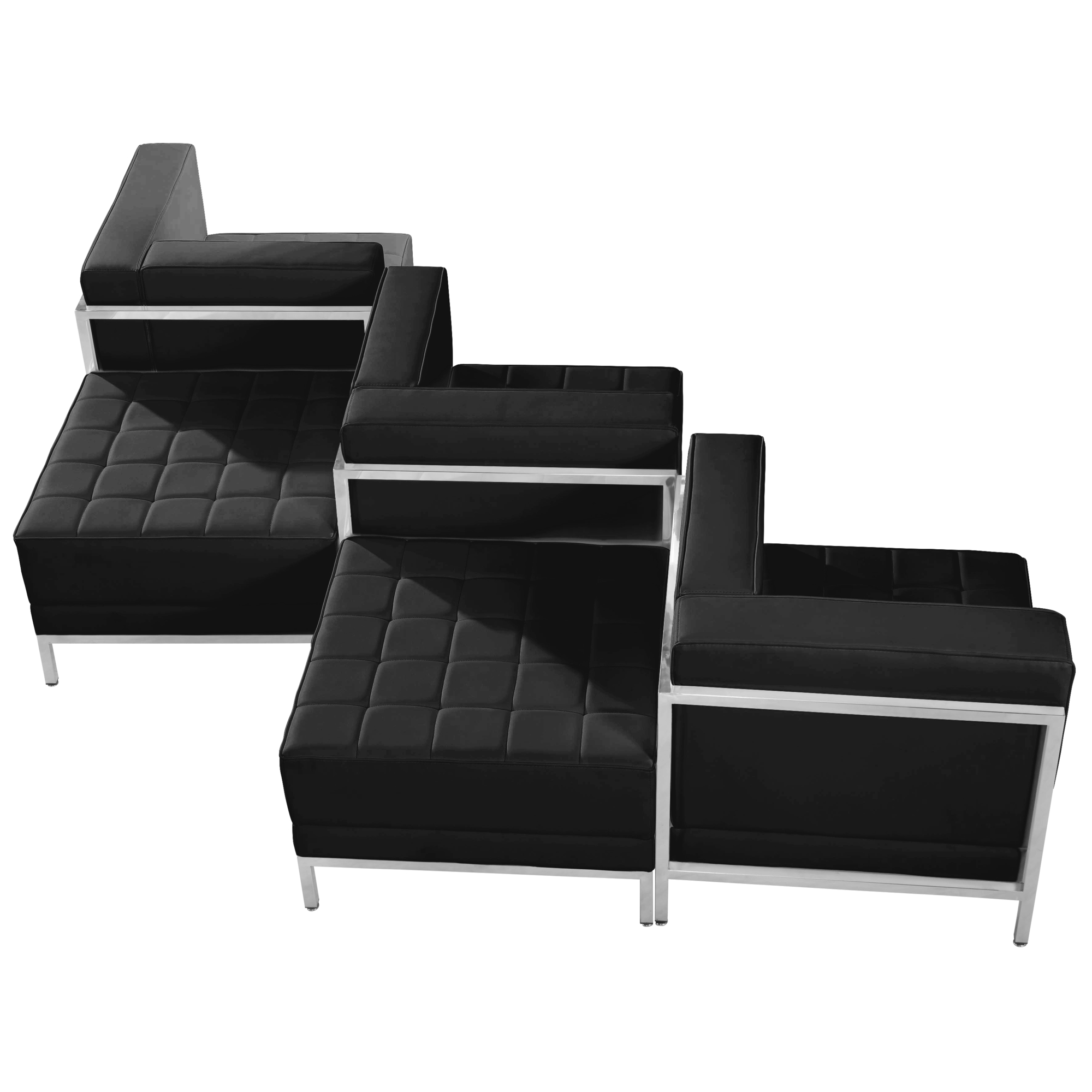 Flash Furniture, Black LeatherSoft 5 Piece Chair Ottoman Set, Primary Color Black, Included (qty.) 5, Model ZBIMAGSET5